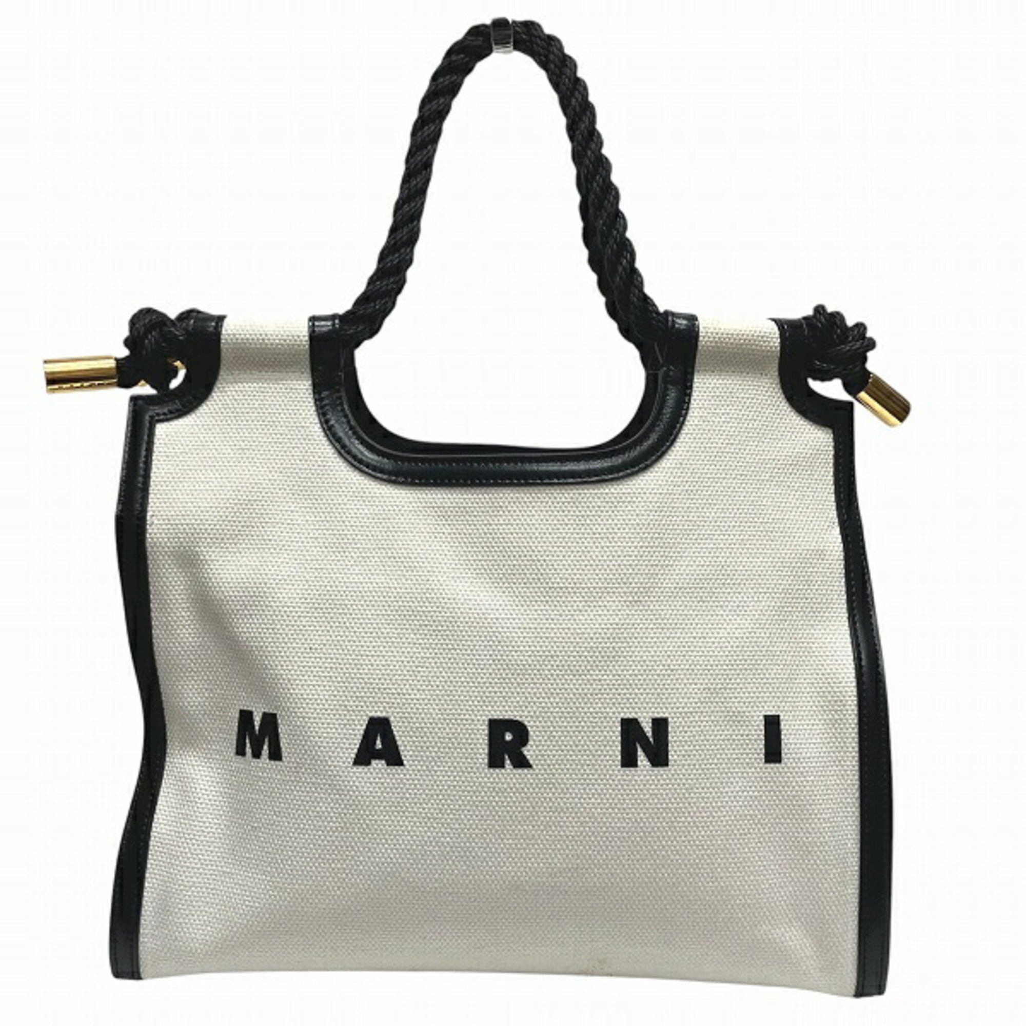 Marni Black White Canvas Handbag Tote Bag (Pre-Owned)