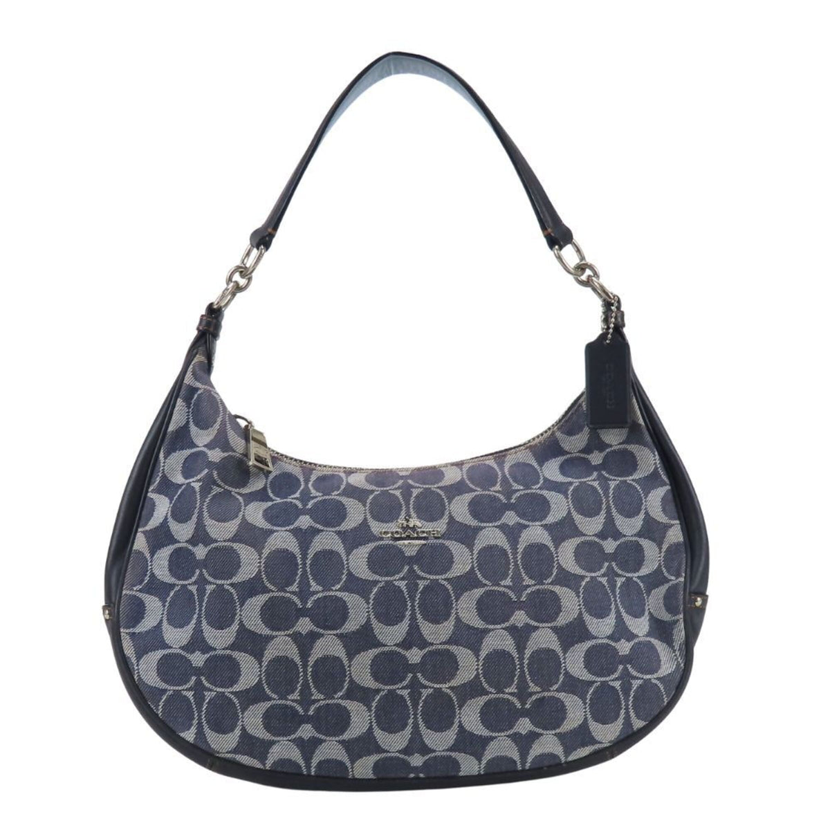 Coach Navy Signature Line Shoulder Bag (Pre-Owned)