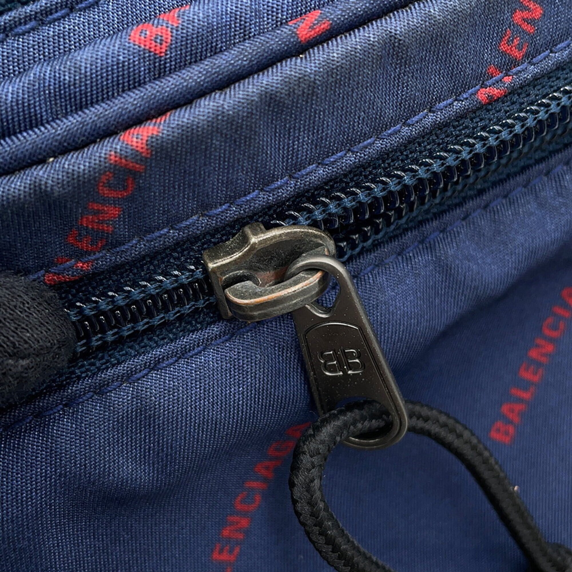 Balenciaga Navy Red Color Nylon Sling Bag (Pre-Owned)