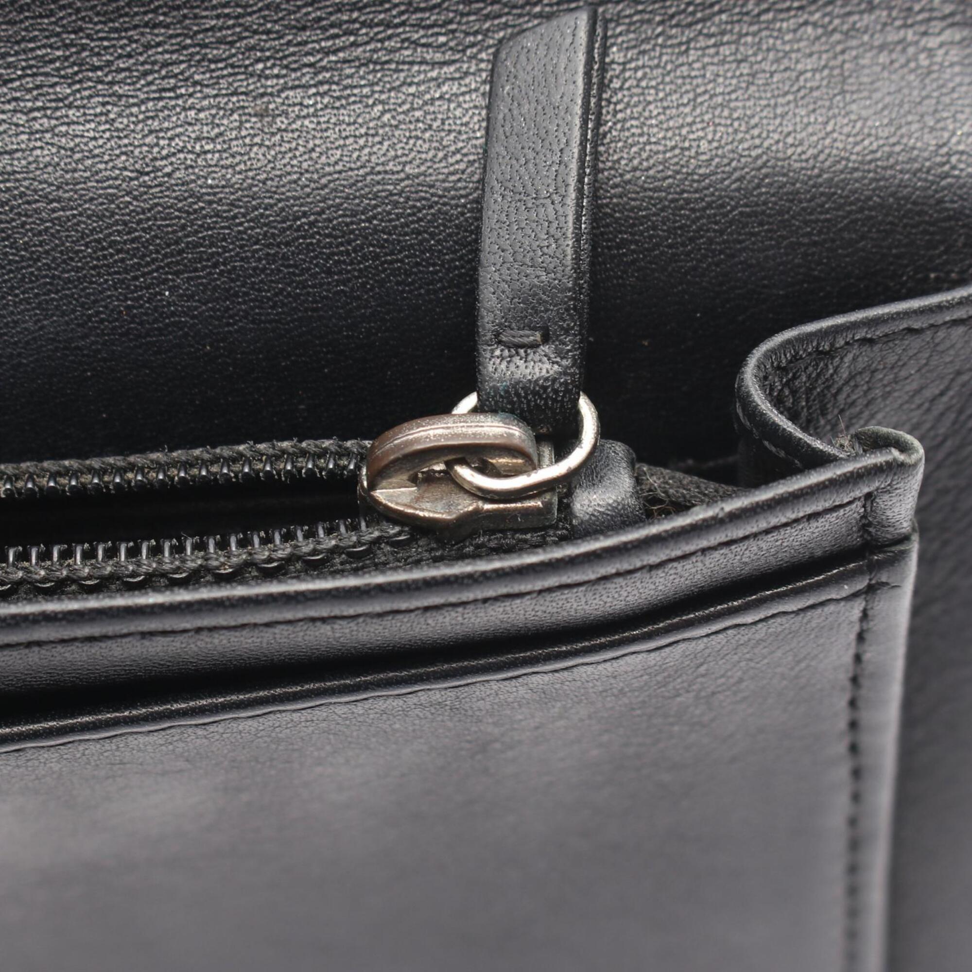 Chanel Black Grained Calfskin Long Wallet (Bi-Fold) (Pre-Owned)