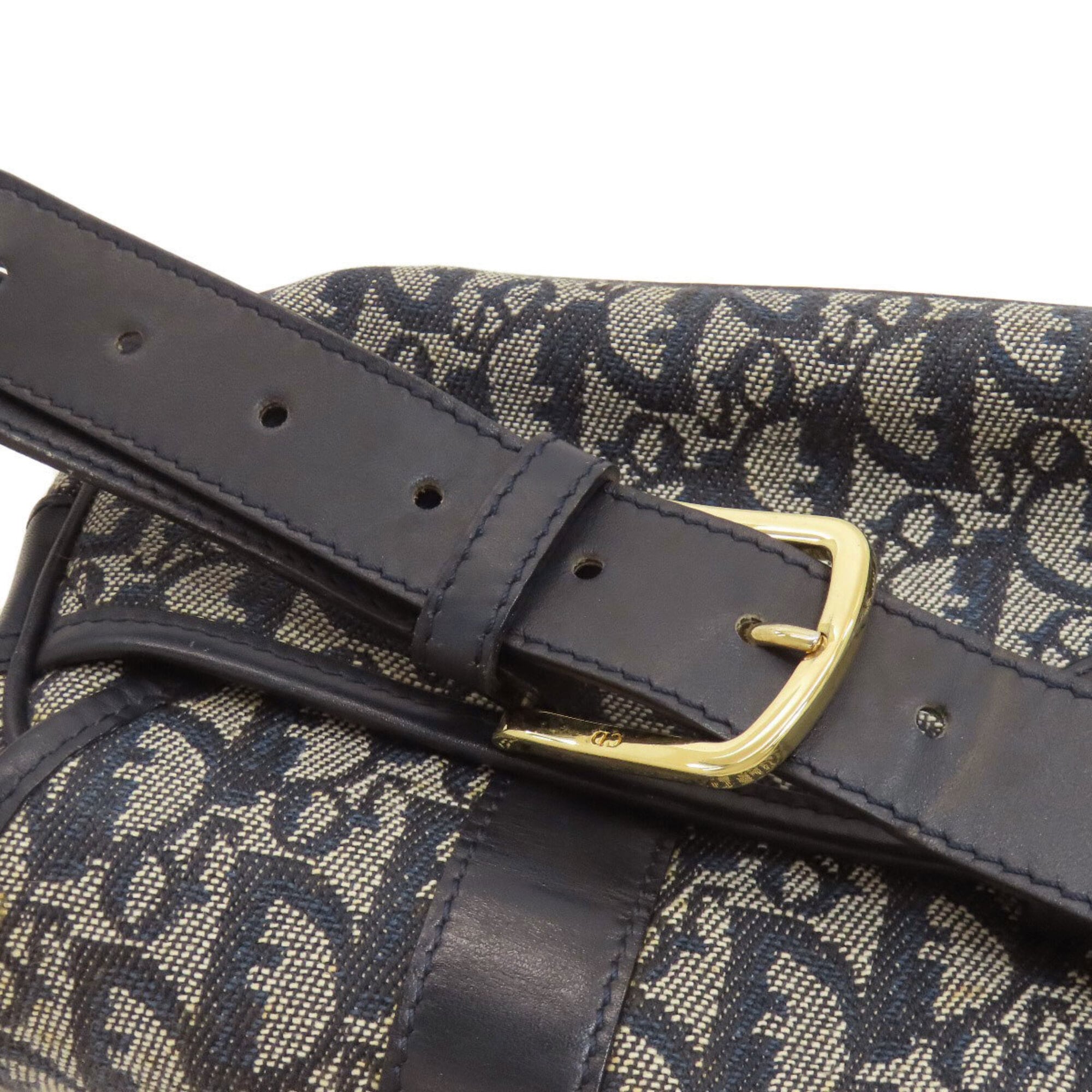 Christian Dior Trotter Navy Canvas Shoulder Bag (Pre-Owned)