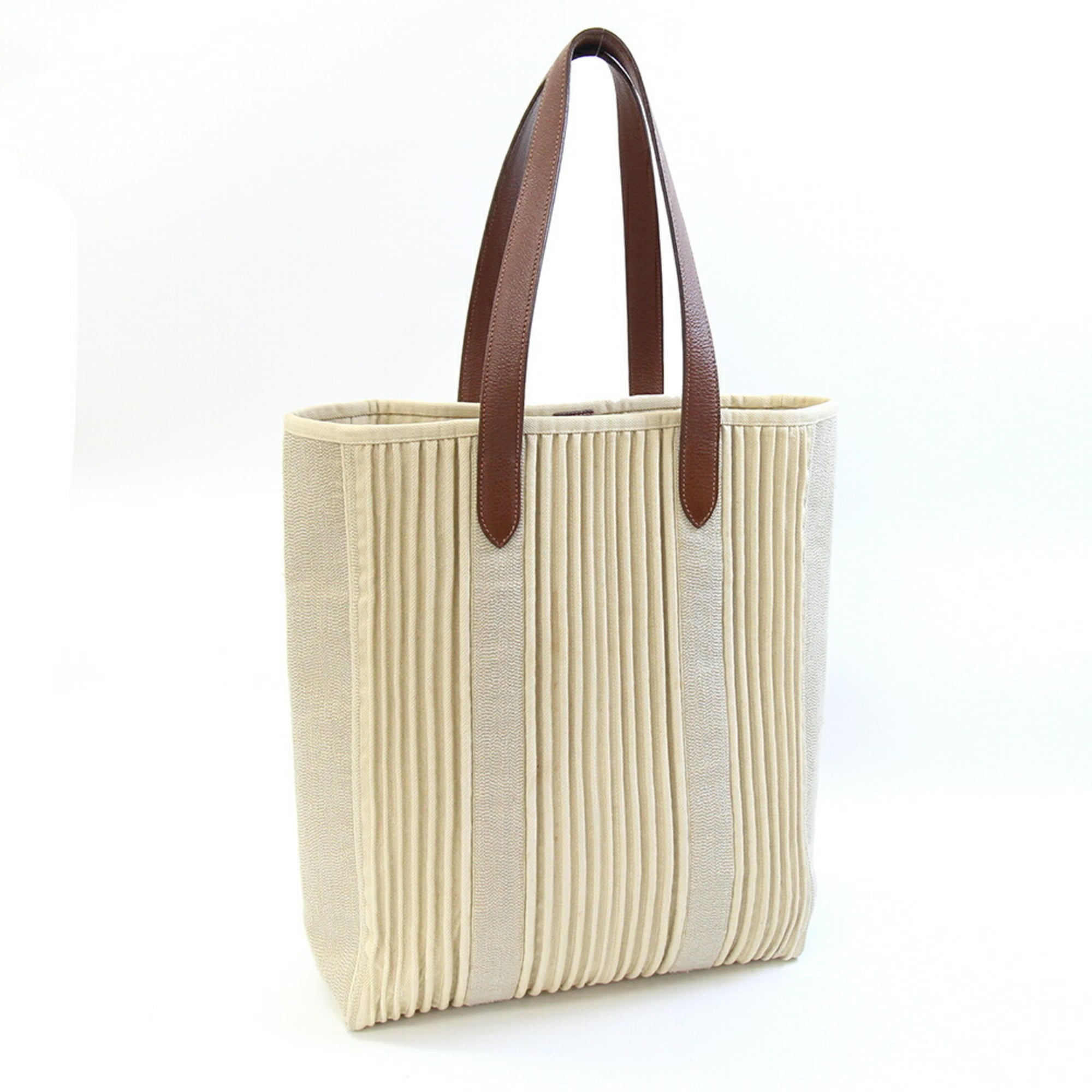 Hermes Beige Brown Canvas Tote Bag (Pre-Owned)