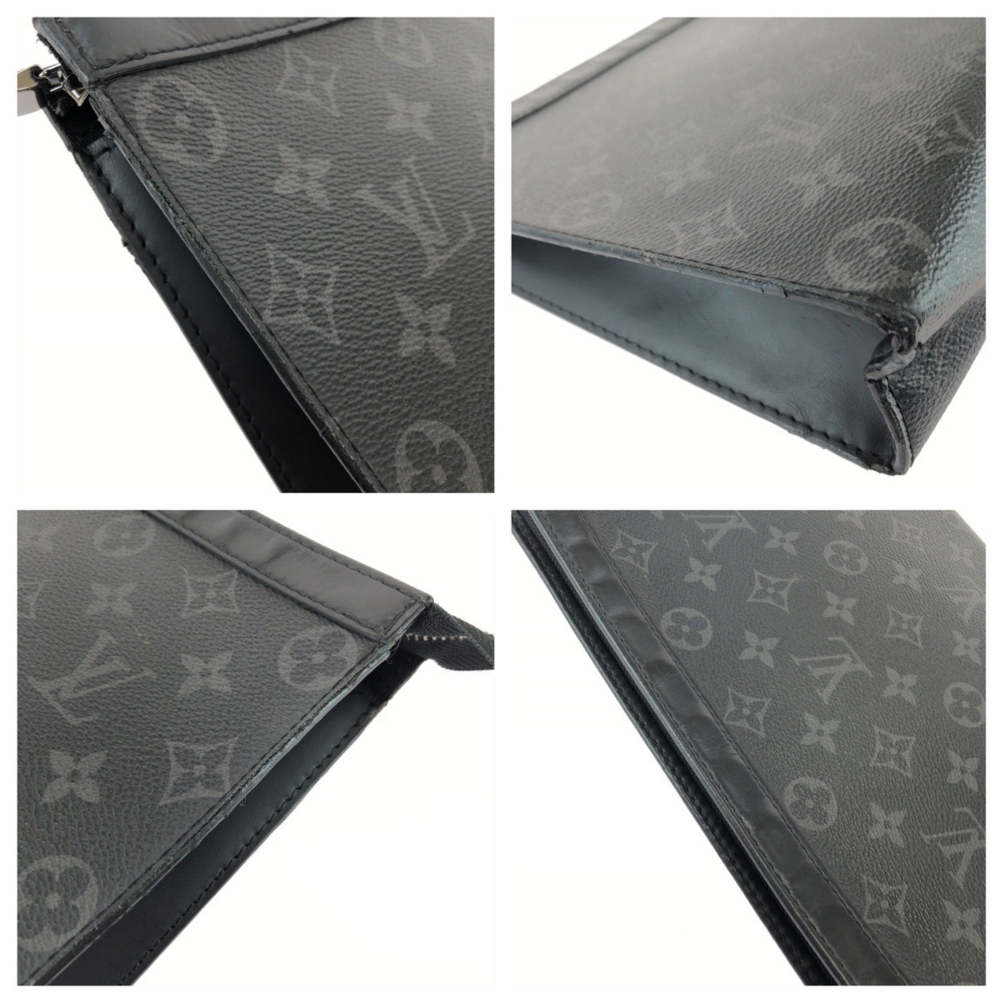 Louis Vuitton Black Monogram Eclipse Leather Clutch Bag Pochette (Pre-Owned)