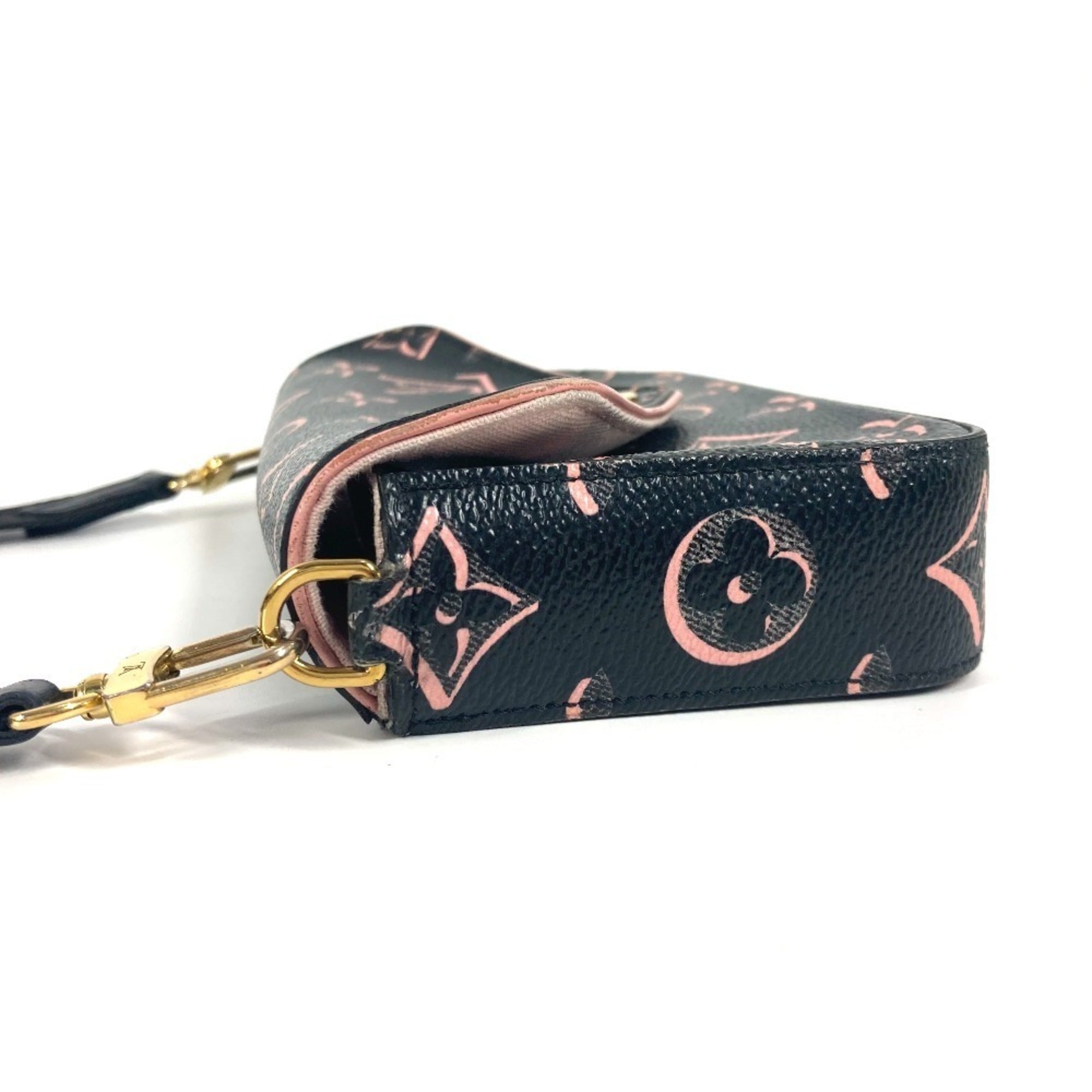 Louis Vuitton Black Pink Coated Canvas Pochette Shoulder Bag (Pre-Owned)