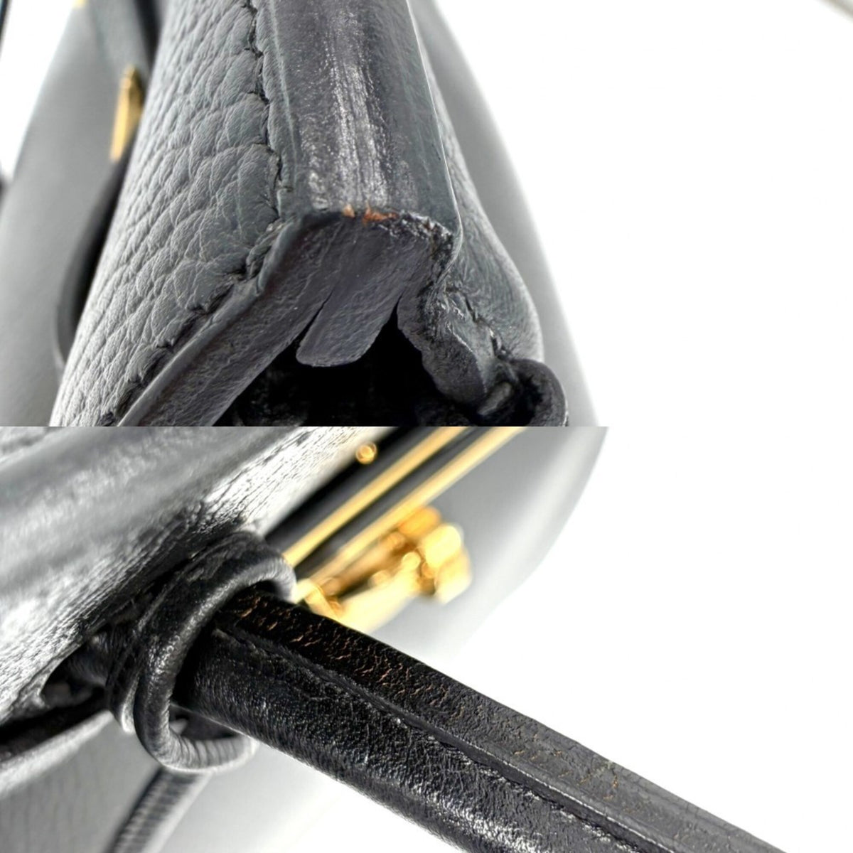 Hermes Black Leather Handbag (Pre-Owned)