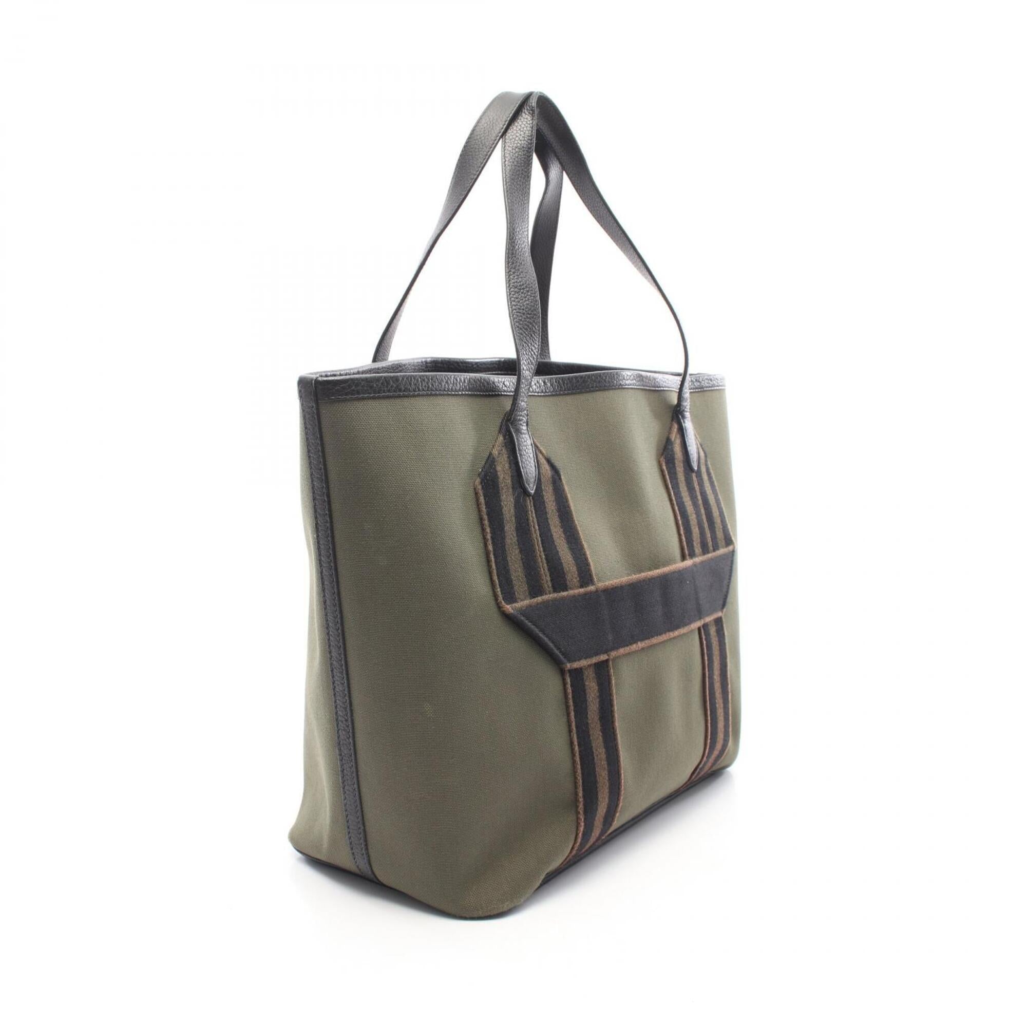 Hermes Black Brown Khaki Taurillon Clemence Leather Handbag Tote Bag (Pre-Owned)