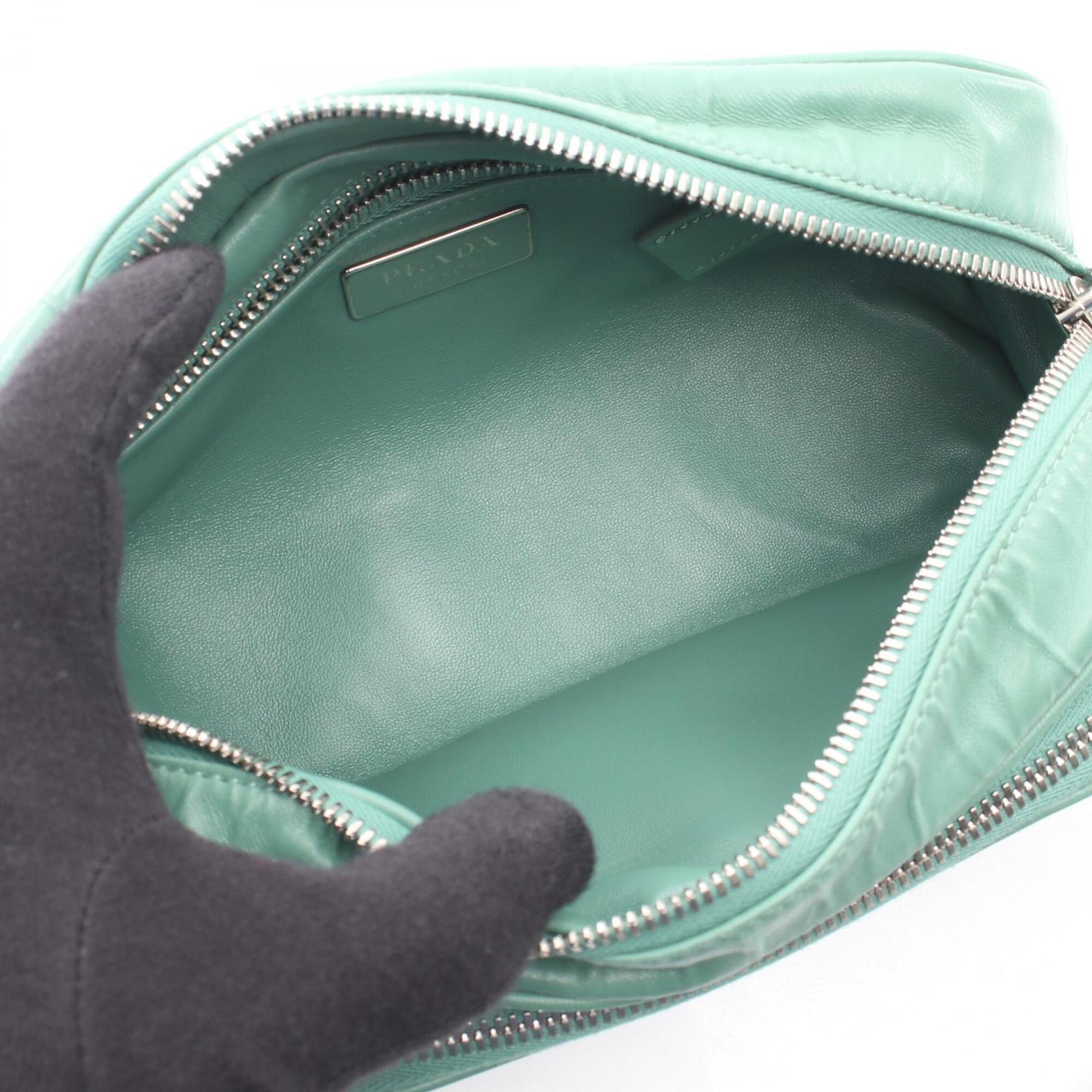 Prada Green Leather Handbag Shoulder Bag (Pre-Owned)