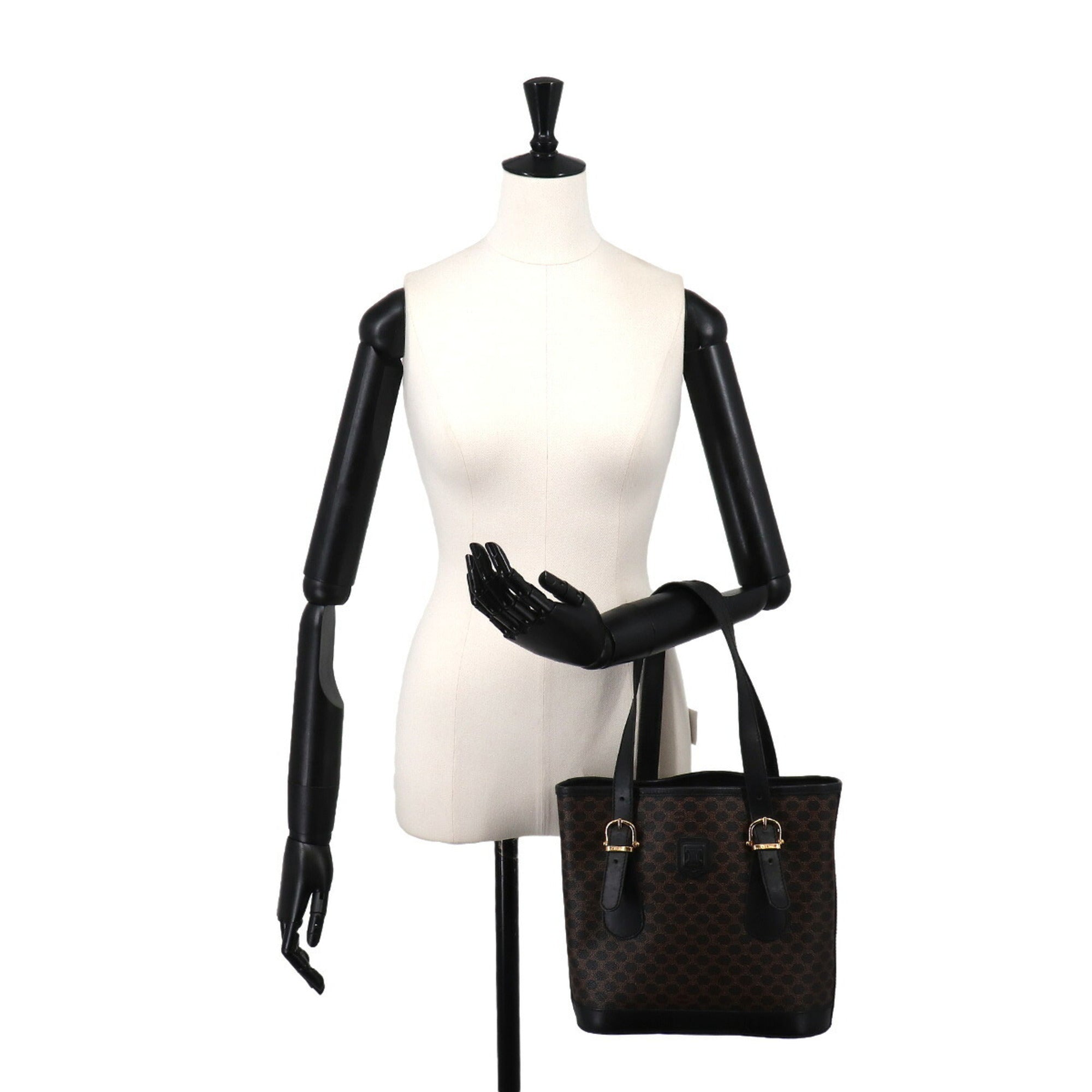Celine Black Brown Faux Leather Handbag Tote Bag (Pre-Owned)