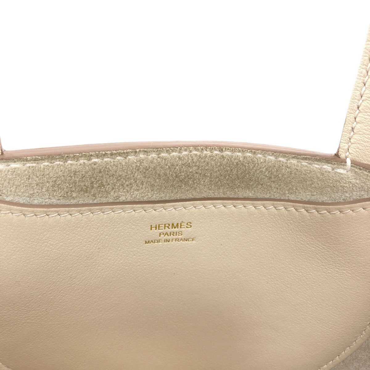 Hermes Cream Taurillon Clemence Leather Handbag (Pre-Owned)