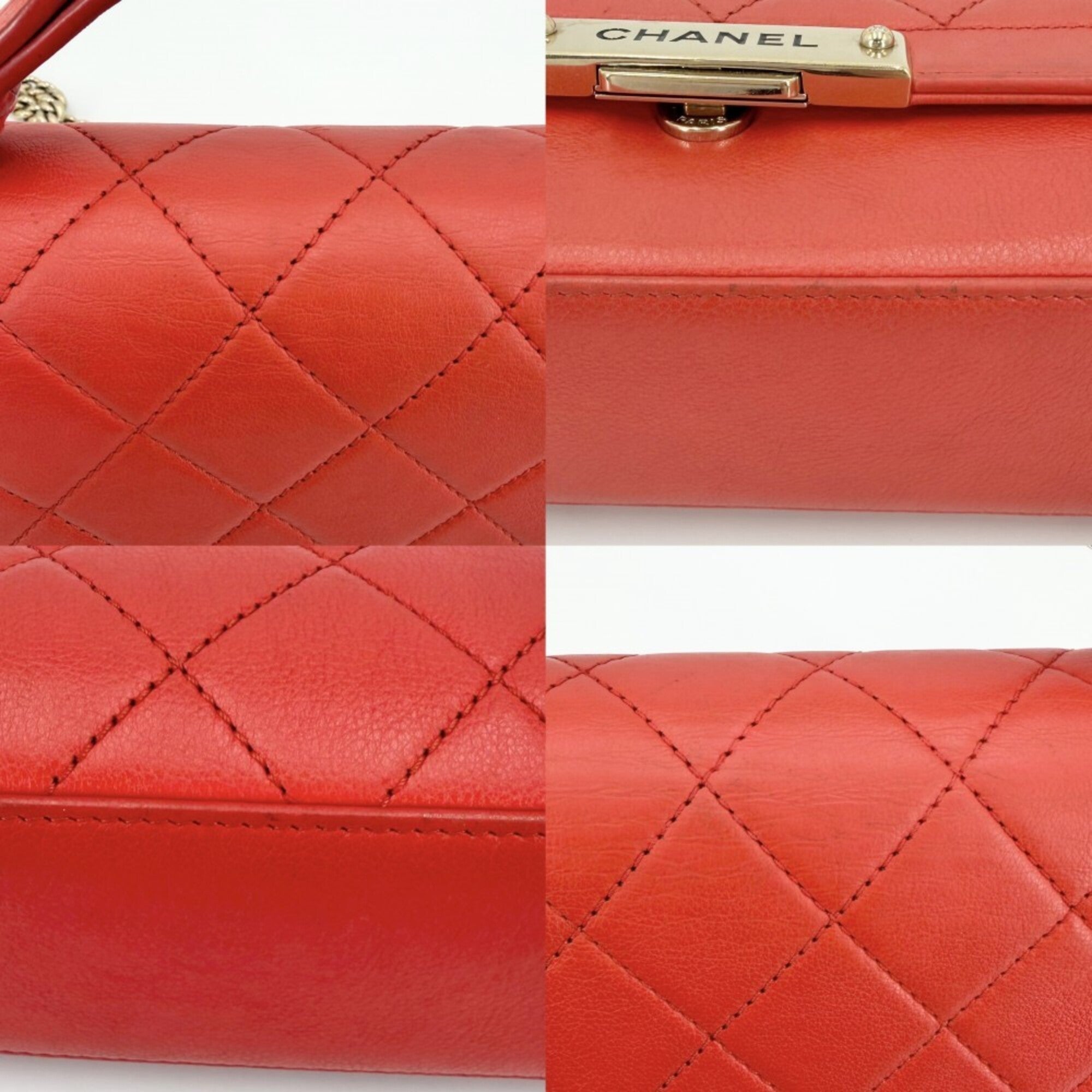 Chanel Orange Leather Shoulder Bag (Pre-Owned)