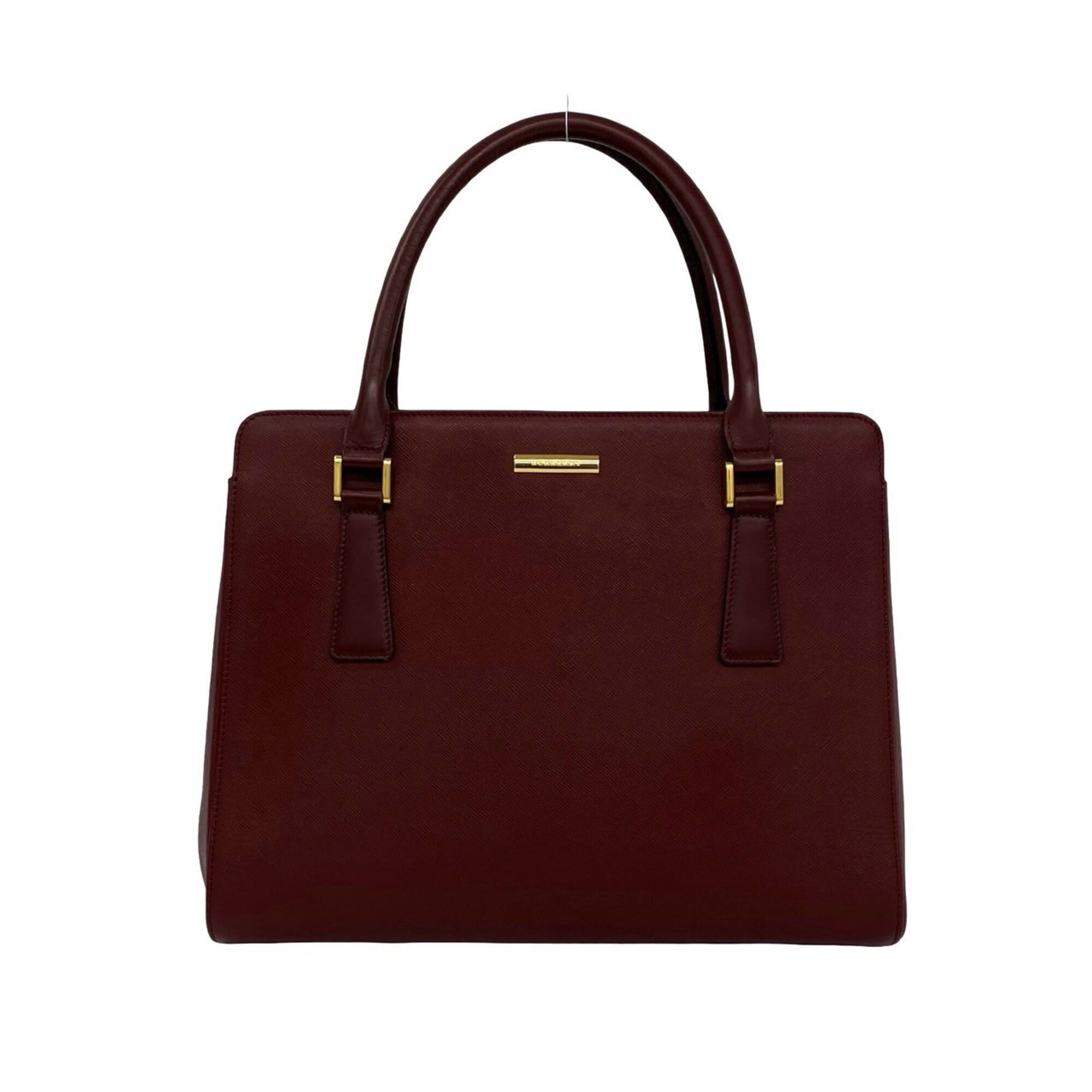 Burberry Red Color Leather Handbag Tote Bag (Pre-Owned)