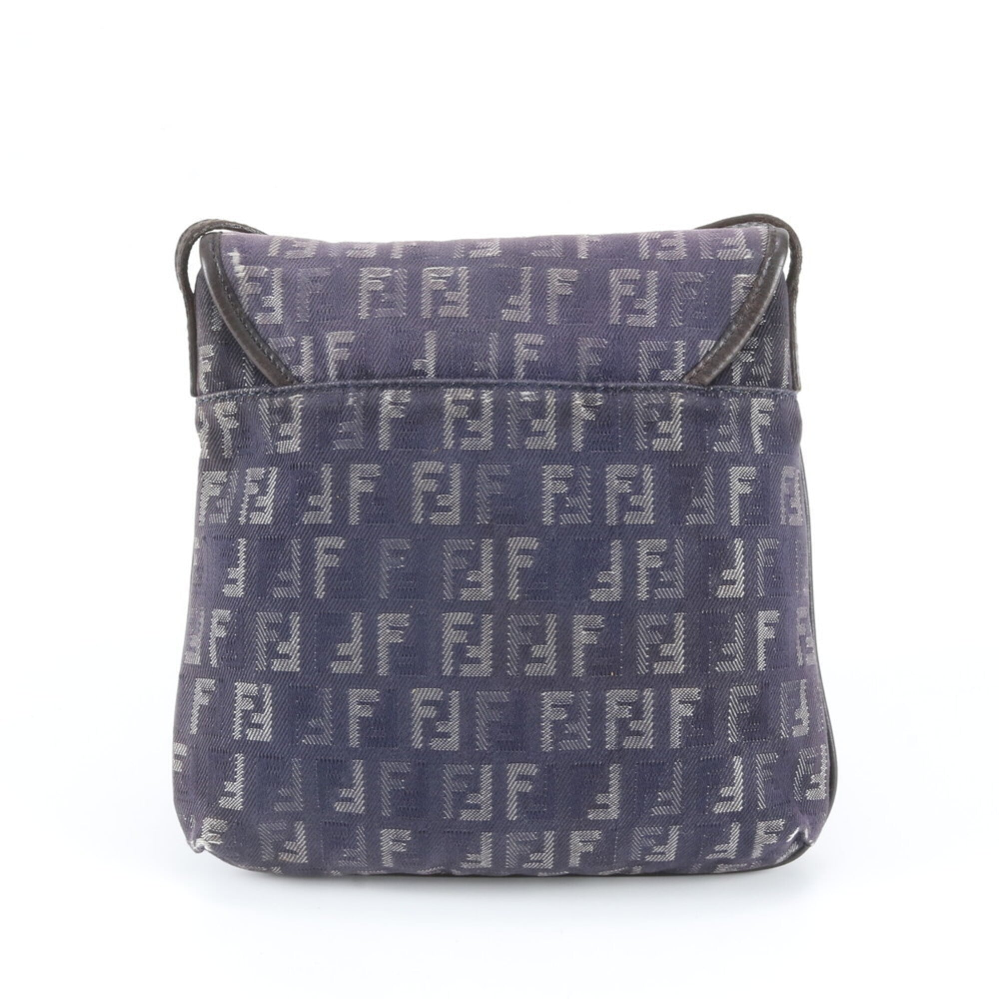 Fendi Blue Brown Leather Canvas Crossbody Bag Handbag Shoulder Bag Tote Bag (Pre-Owned)