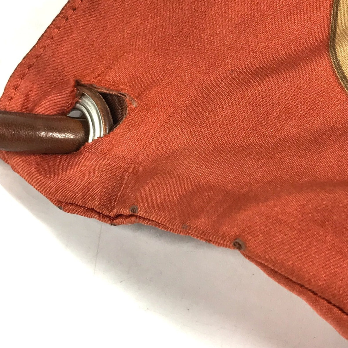 Hermes Orange Silk Leather Pouch Shoulder Bag (Pre-Owned)