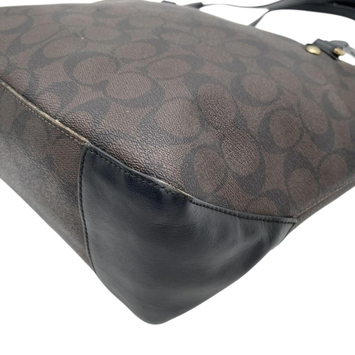 Coach Black Brown Pvc Leather Tote Bag (Pre-Owned)