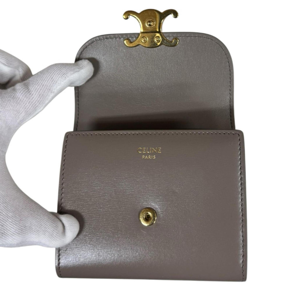 Celine Beige Leather Wallet (Tri-Fold) (Pre-Owned)