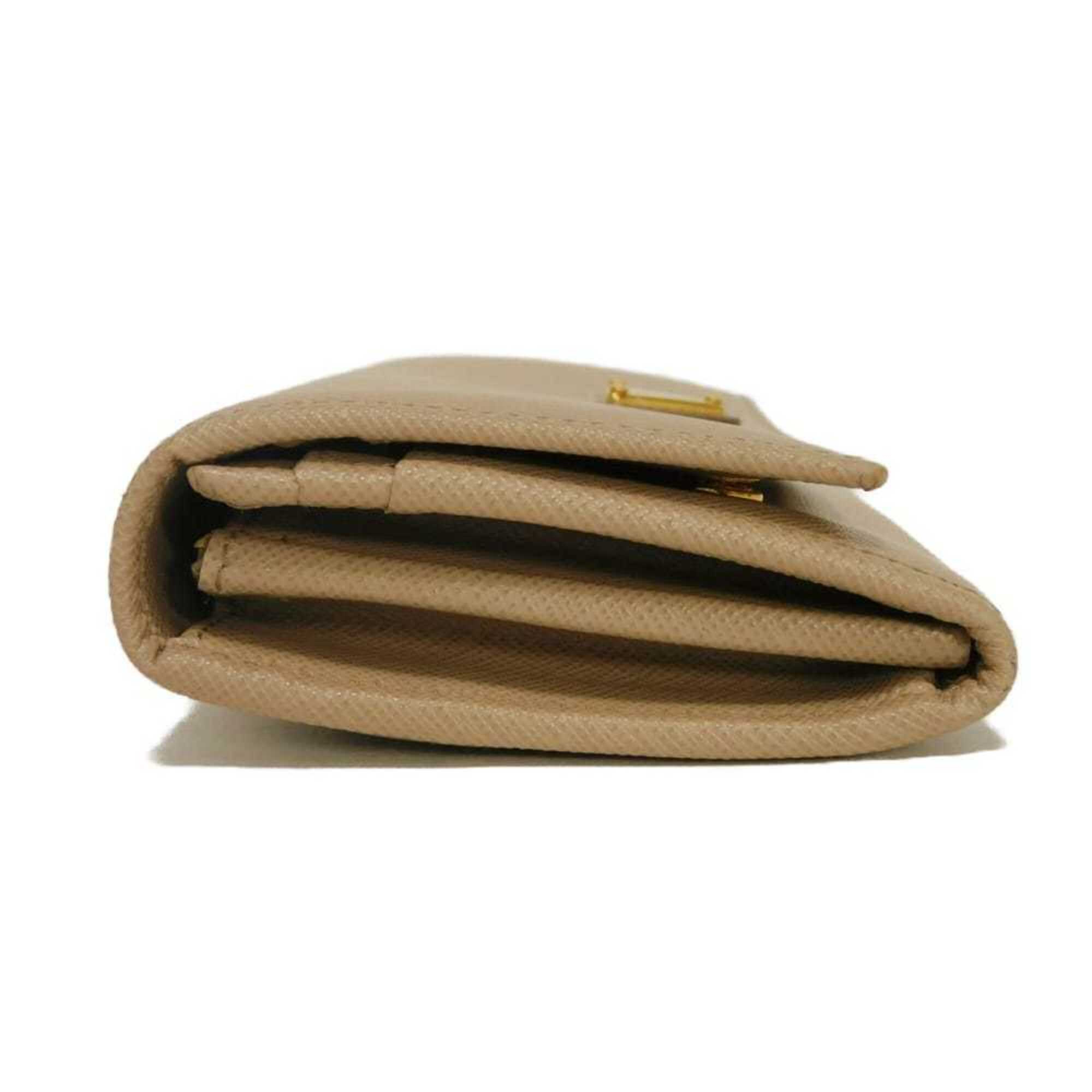 Prada Beige Saffiano Lux Long Wallet (Bi-Fold) (Pre-Owned)
