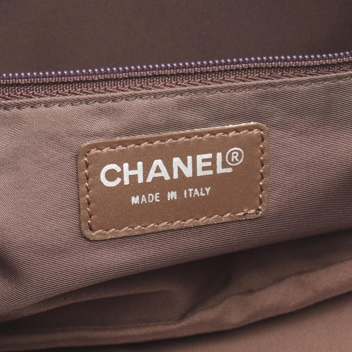 Chanel Brown Khaki Leather Nylon Canvas Handbag (Pre-Owned)