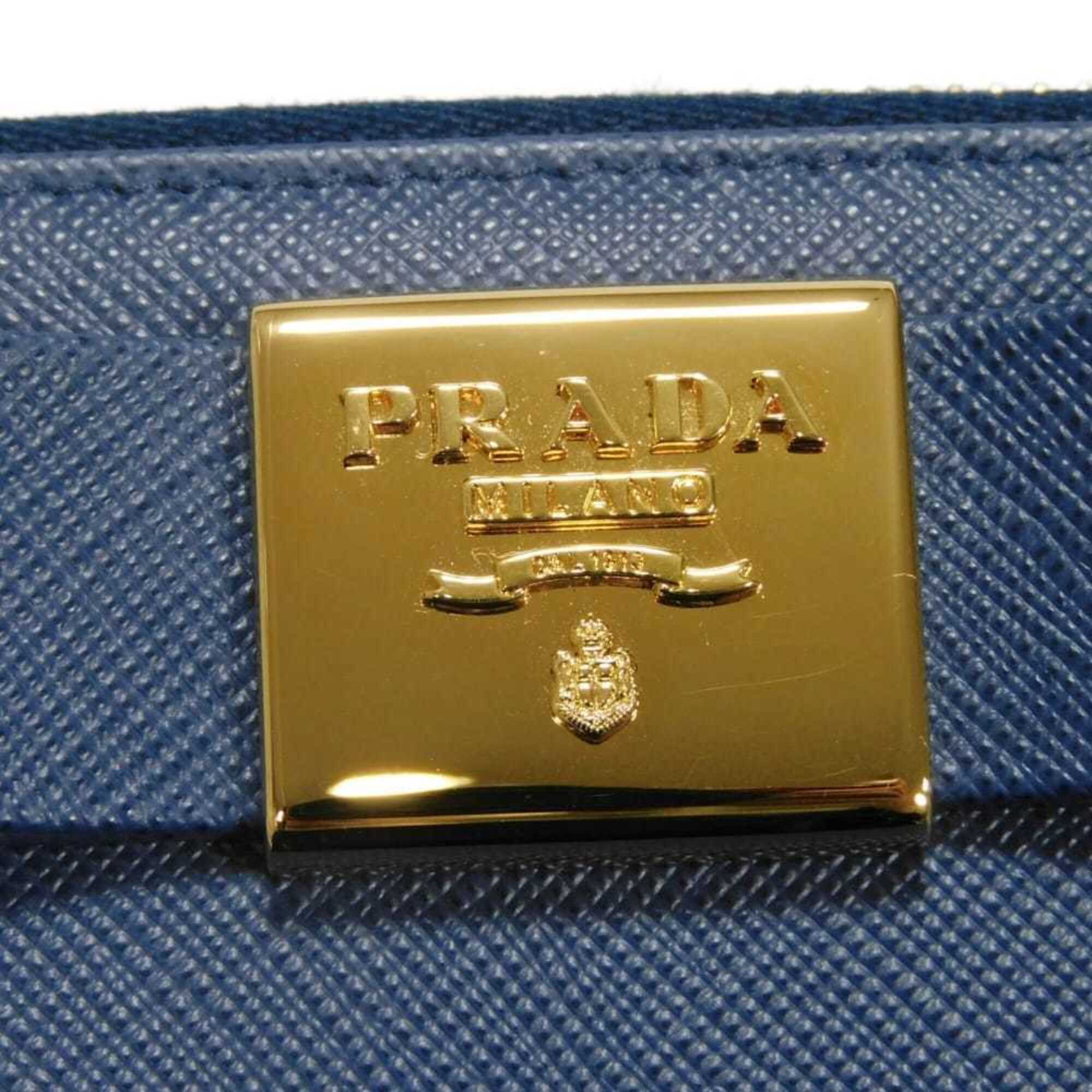 Prada Blue Saffiano Long Wallet (Bi-Fold) (Pre-Owned)
