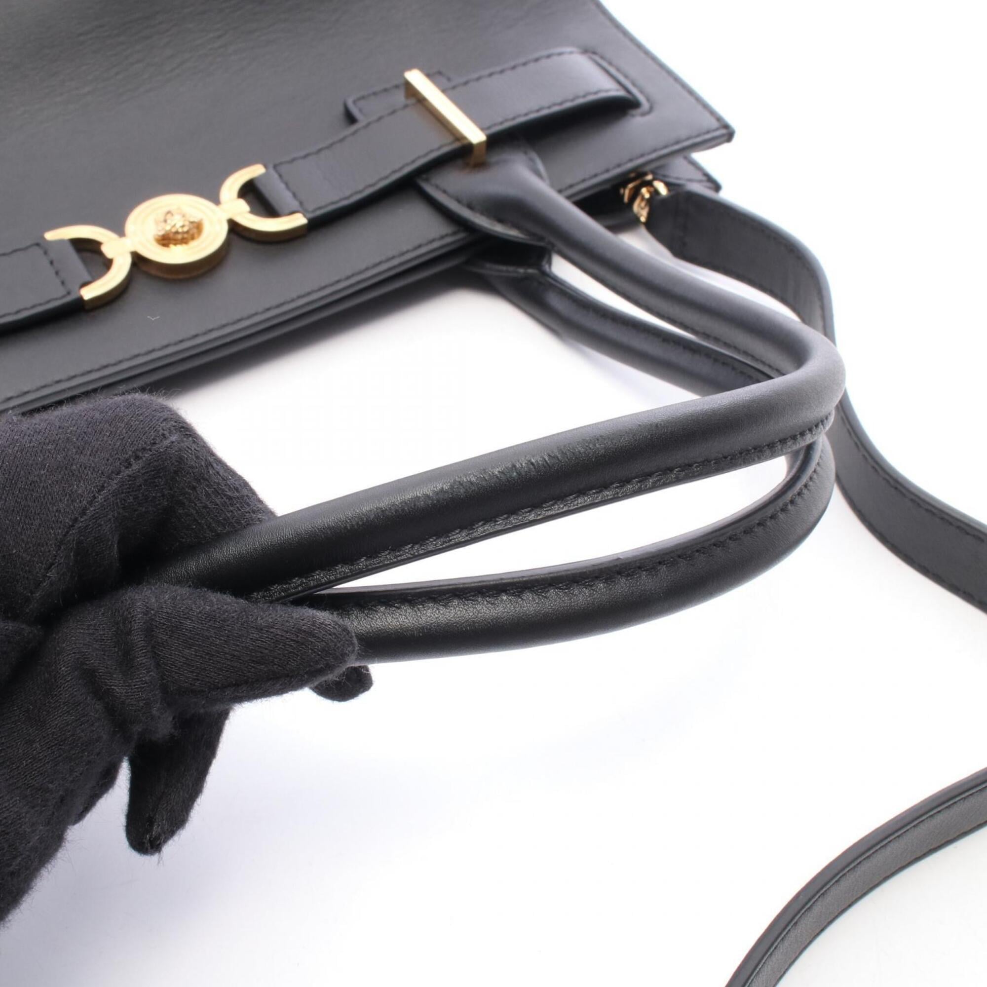 Versace Black Leather Handbag Shoulder Bag (Pre-Owned)