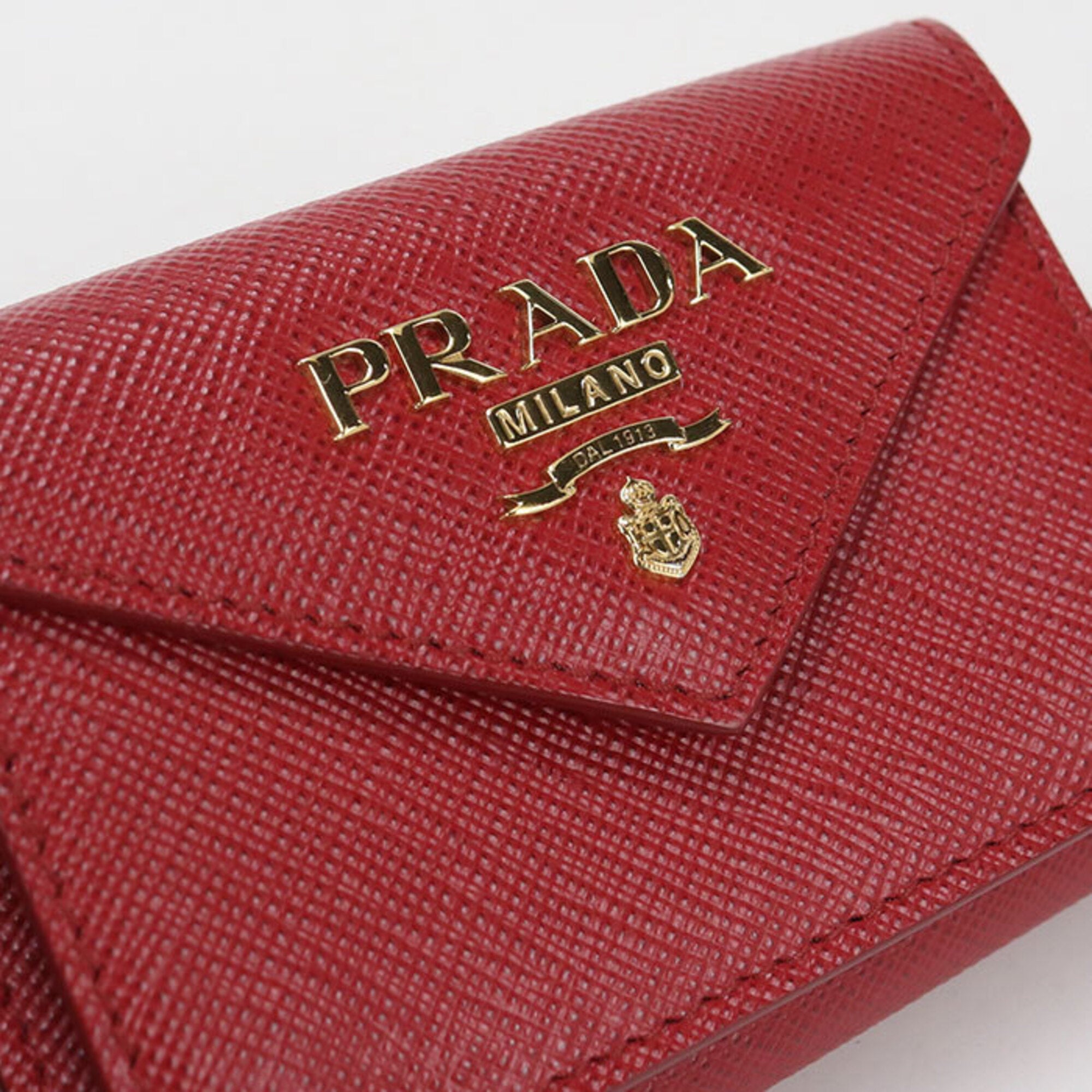 Prada Red Color Leather Wallet (Tri-Fold) (Pre-Owned)