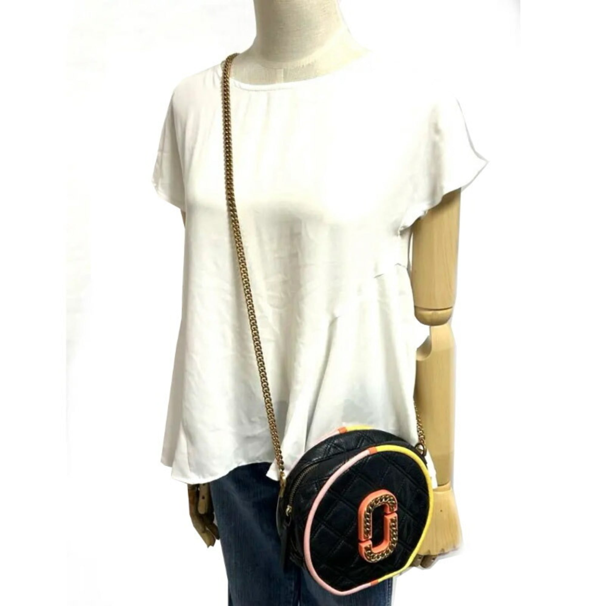 Marc Jacobs Black Pink Orange Yellow Leather Shoulder Bag (Pre-Owned)