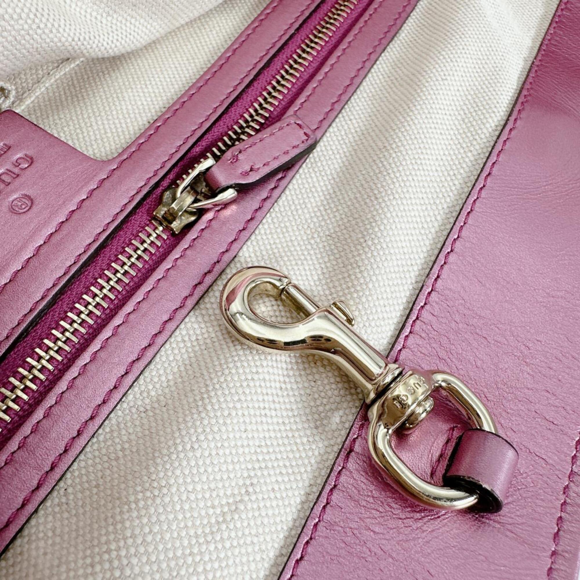 Gucci Brown Pink Gg Canvas Tote Bag (Pre-Owned)