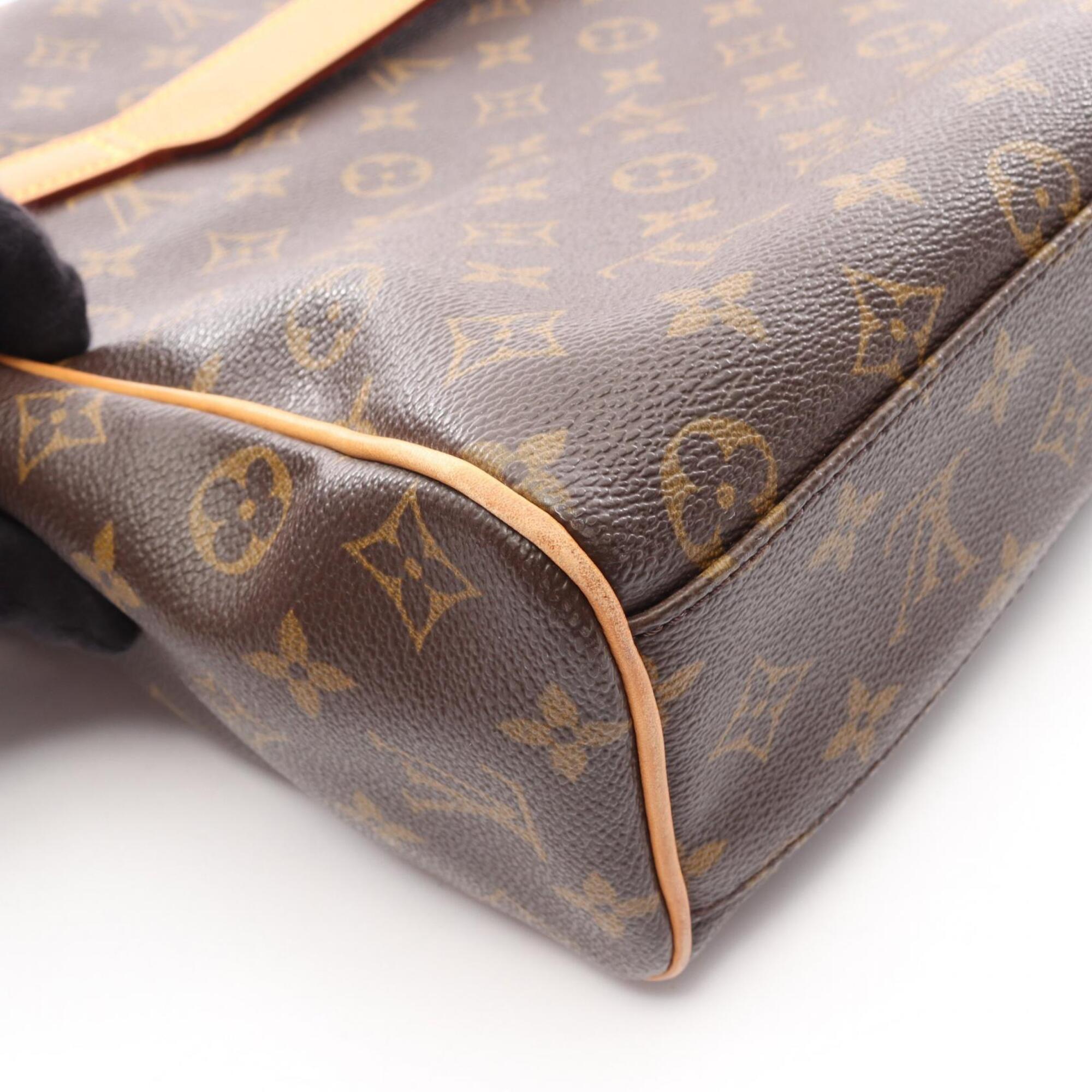Louis Vuitton Brown Leather Coated Canvas Handbag Shoulder Bag (Pre-Owned)