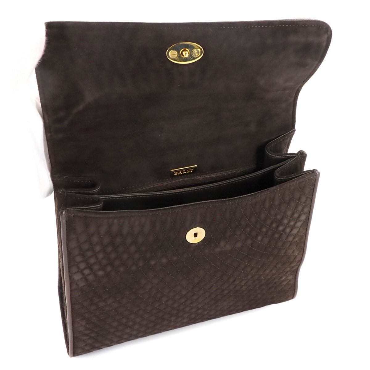 Bally Brown Suede Leather Handbag Shoulder Bag (Pre-Owned)