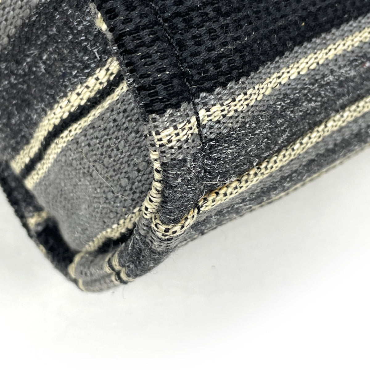 Chanel Black Gray Canvas Leather Tote Bag (Pre-Owned)