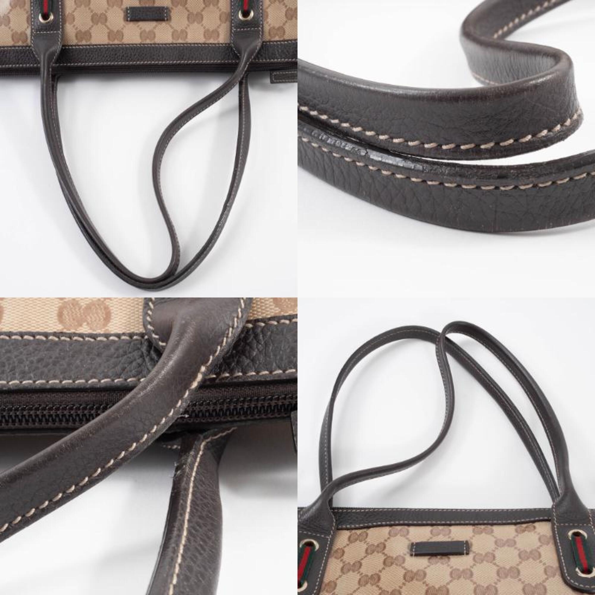 Gucci Gg Crystal Beige Brown Pvc Leather Tote Bag (Pre-Owned)