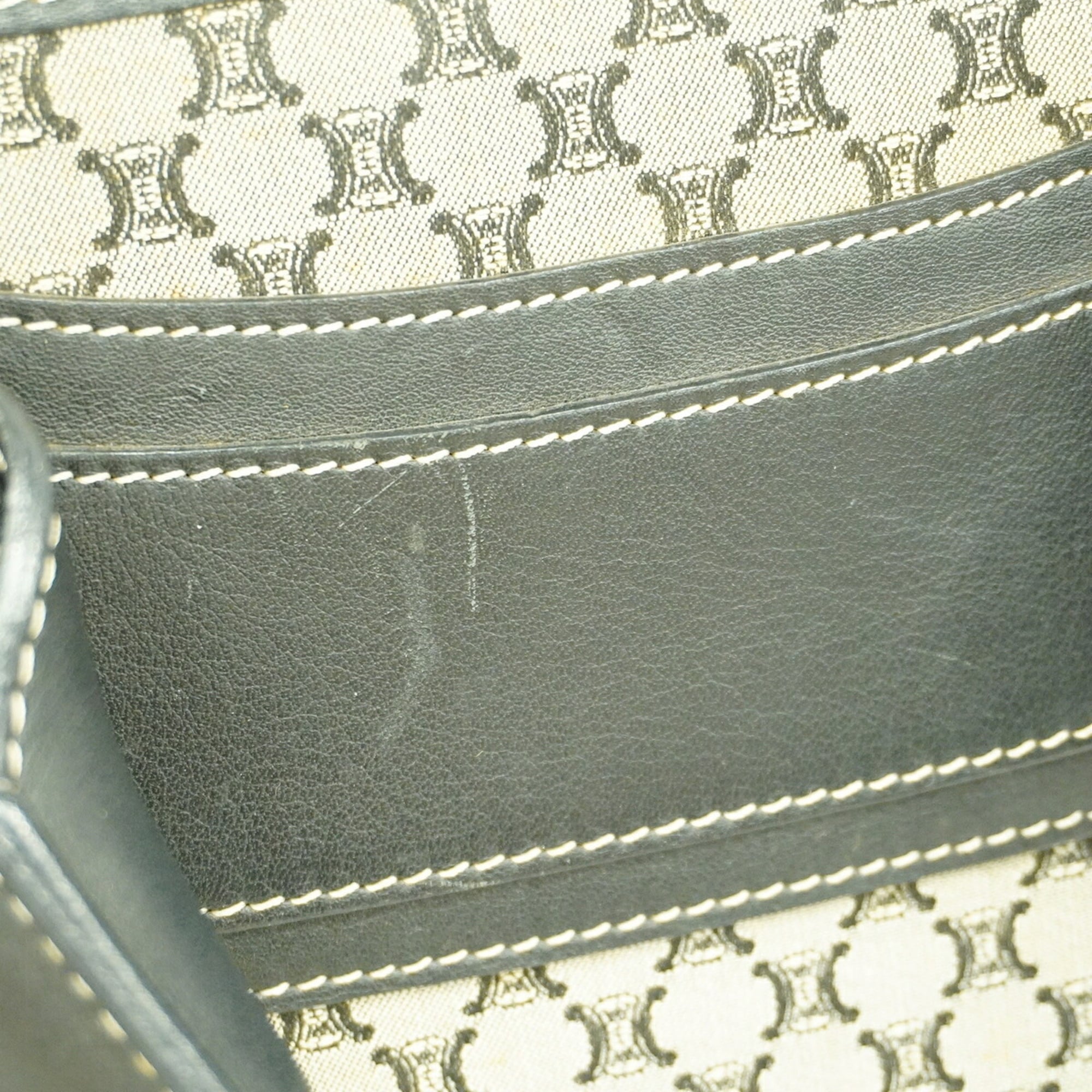 Celine Black Gray Canvas Handbag (Pre-Owned)