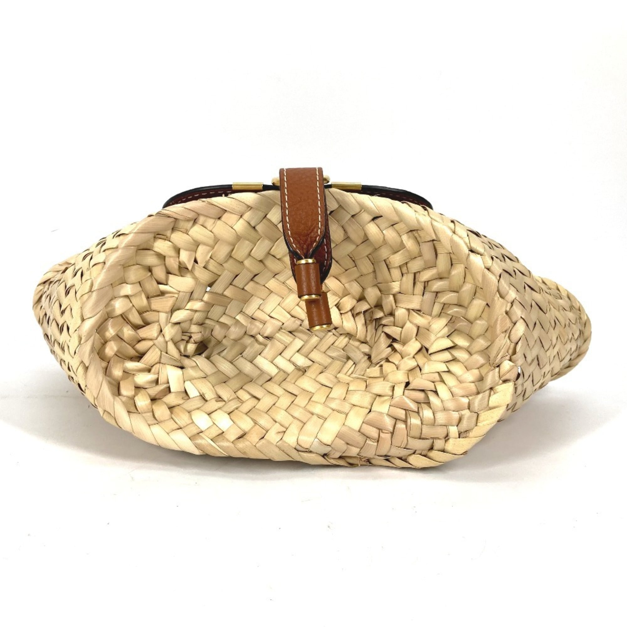 Chloé Beige Brown Straw Leather Handbag Tote Bag (Pre-Owned)