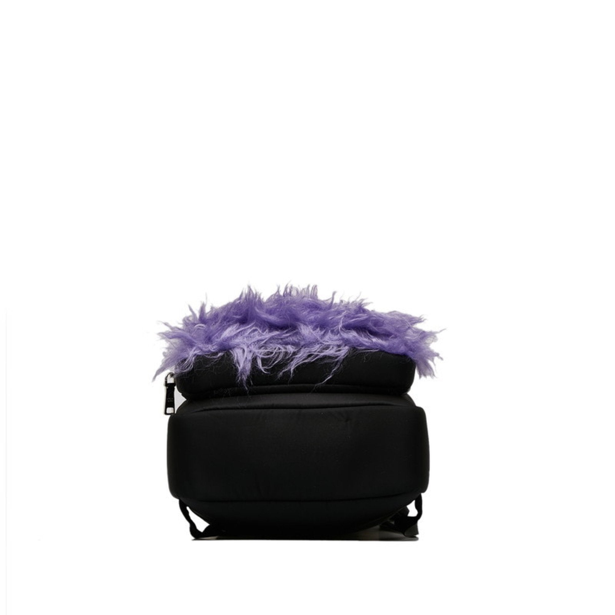 Prada Black Purple Nylon Fur Backpack (Pre-Owned)