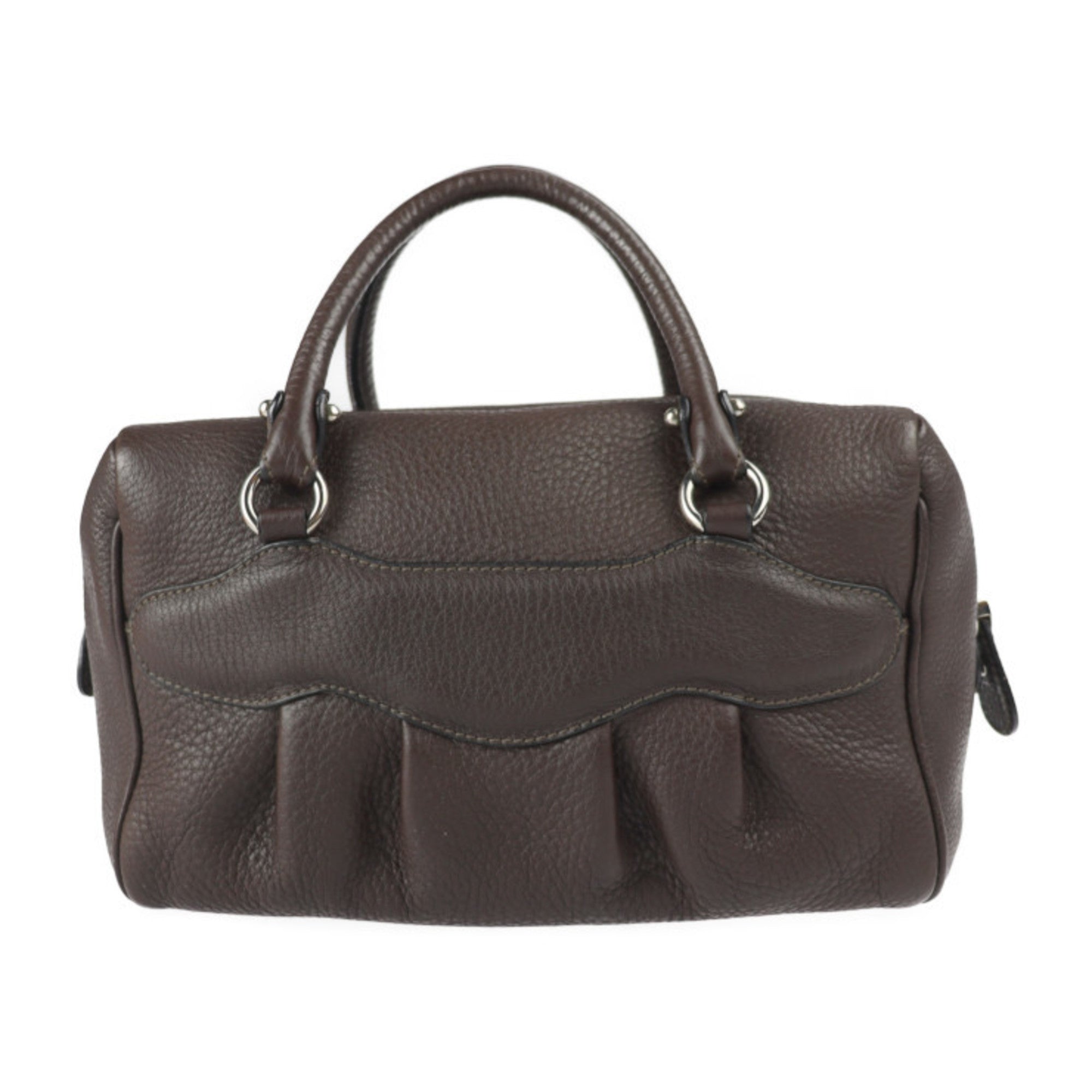 Salvatore Ferragamo Gancini Dark Brown Leather Handbag (Pre-Owned)