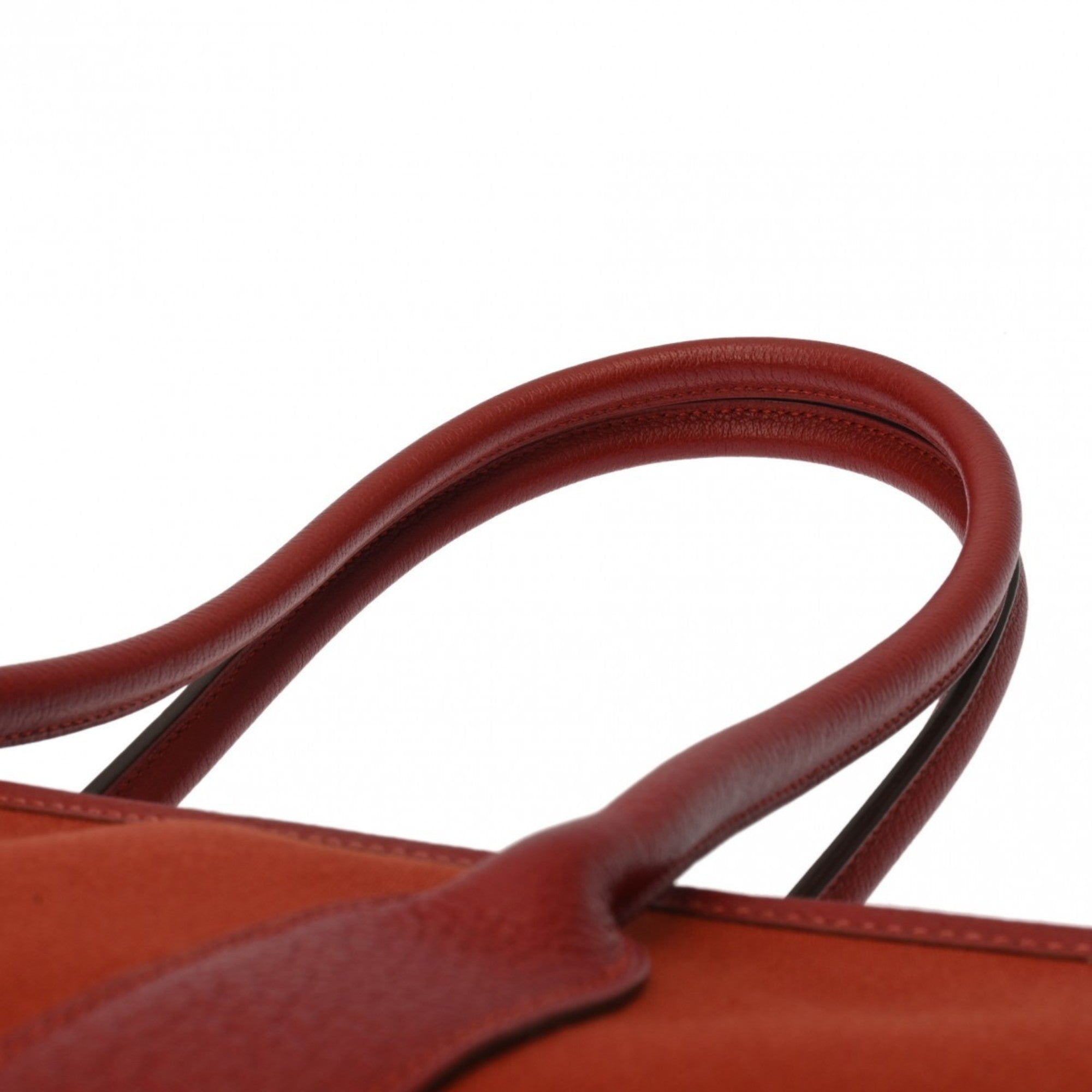 Hermes Rouge Garance Toile Officier Negonda Leather Handbag (Pre-Owned)