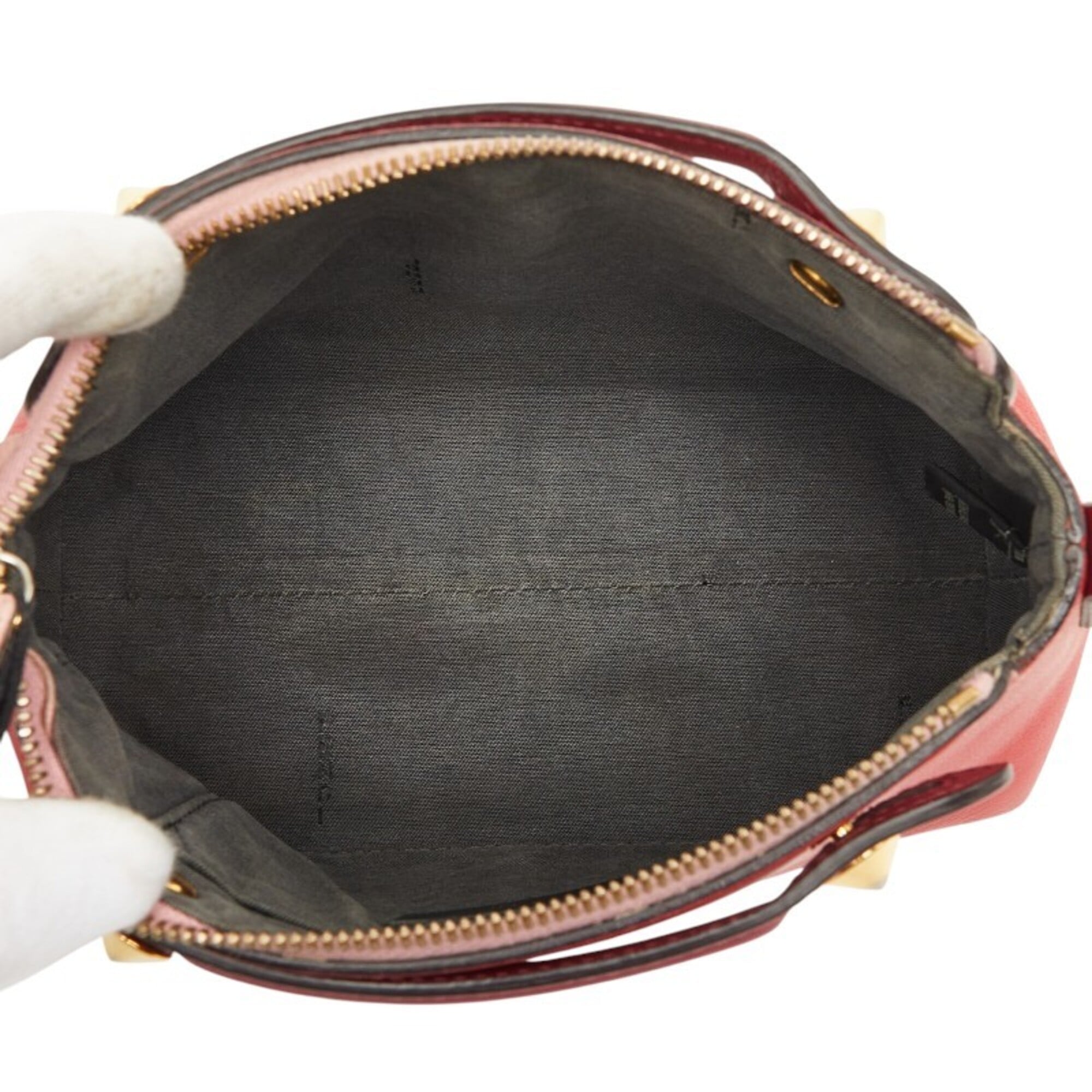 Fendi Pink Red Color Leather Handbag Shoulder Bag (Pre-Owned)