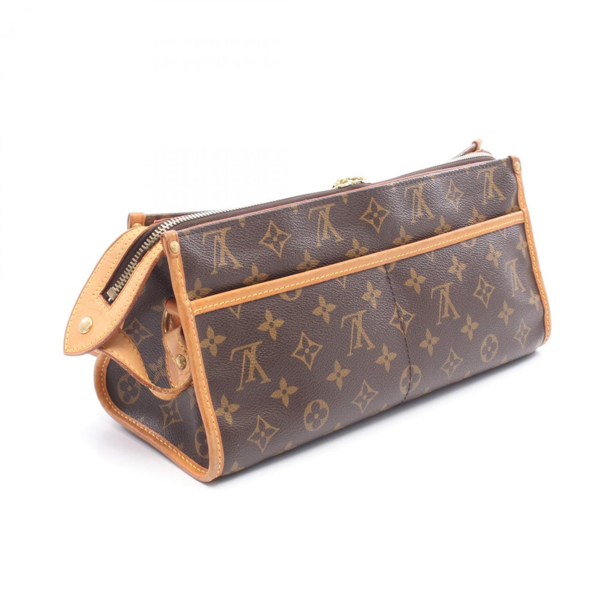 Louis Vuitton Brown Coated Canvas Leather Handbag Shoulder Bag (Pre-Owned)
