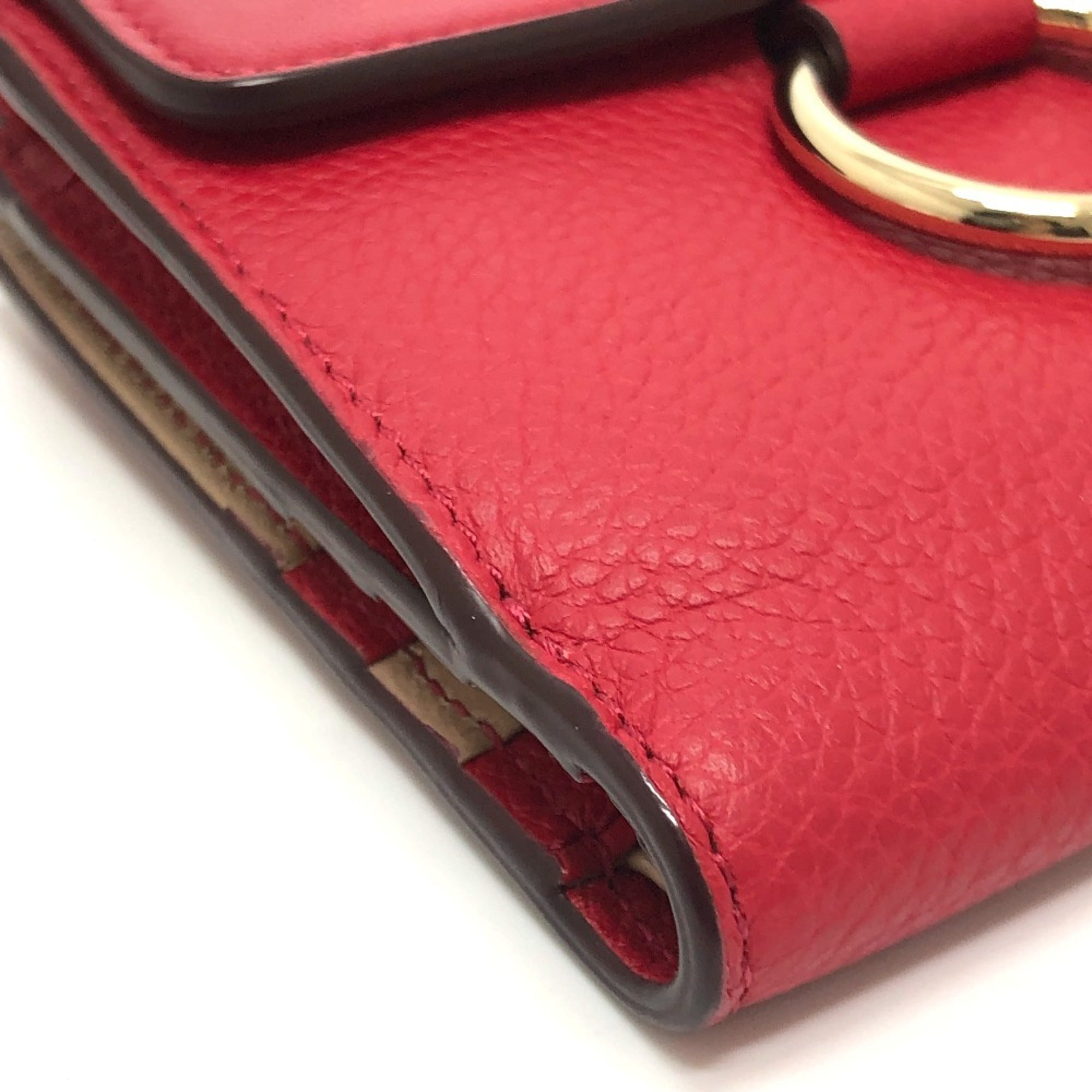 Chloé Red Color Leather Wallet (Bi-Fold) (Pre-Owned)