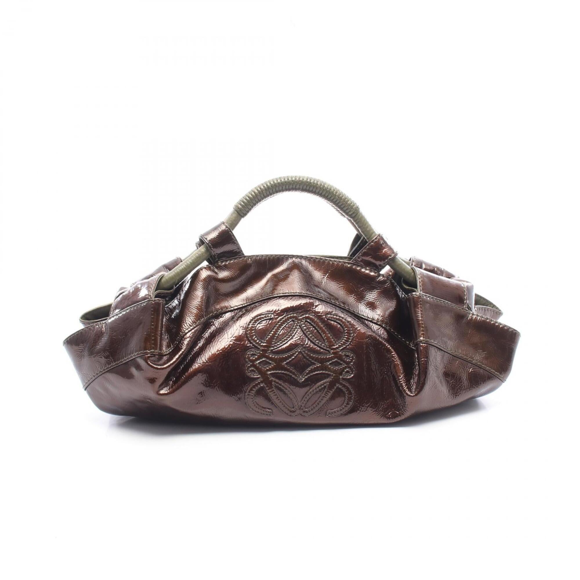 Loewe Brown Khaki Coated Canvas Leather Handbag (Pre-Owned)