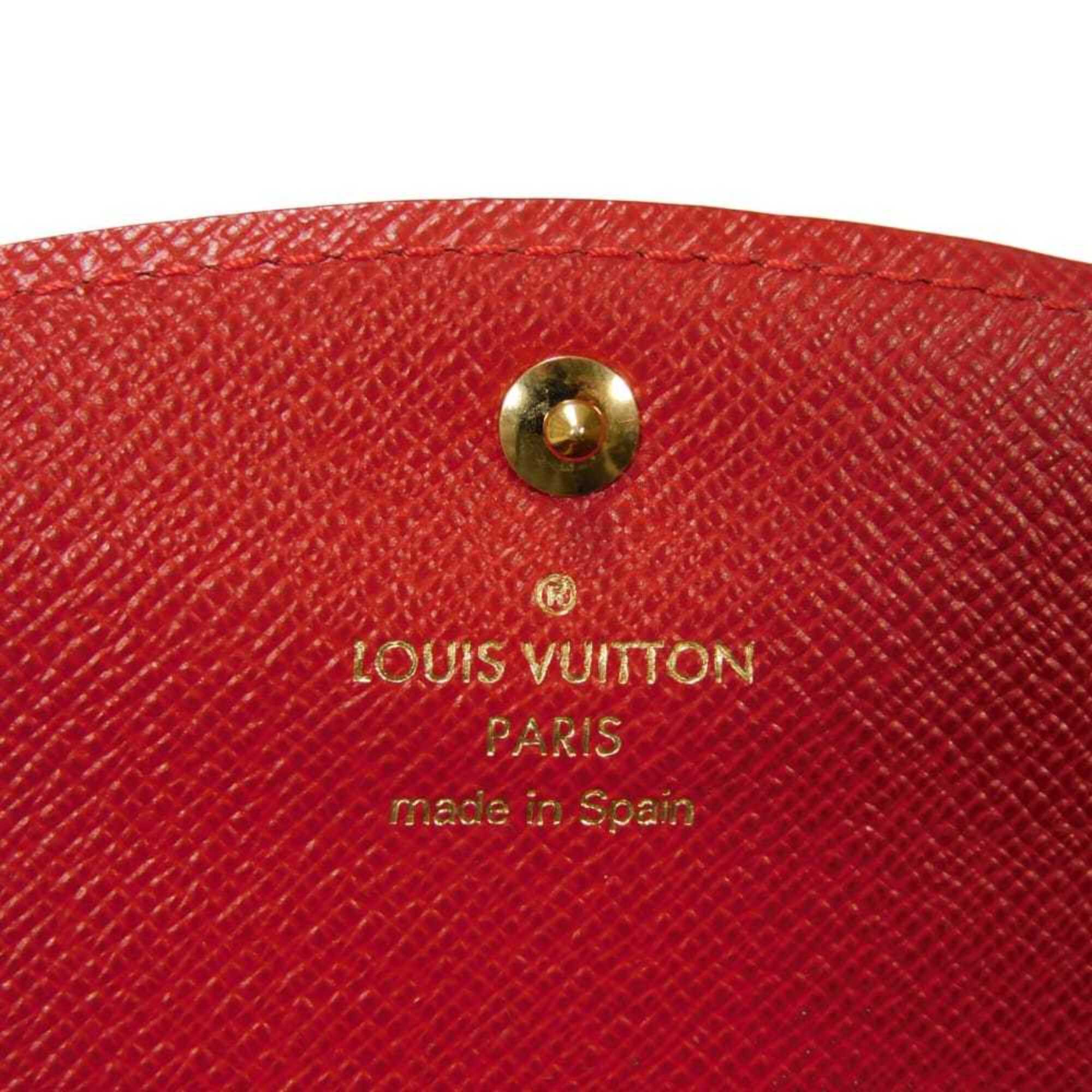 Louis Vuitton Brown Cerise Damier Canvas Ebene Red Color Damier Canvas Long Wallet (Bi-Fold) (Pre-Owned)