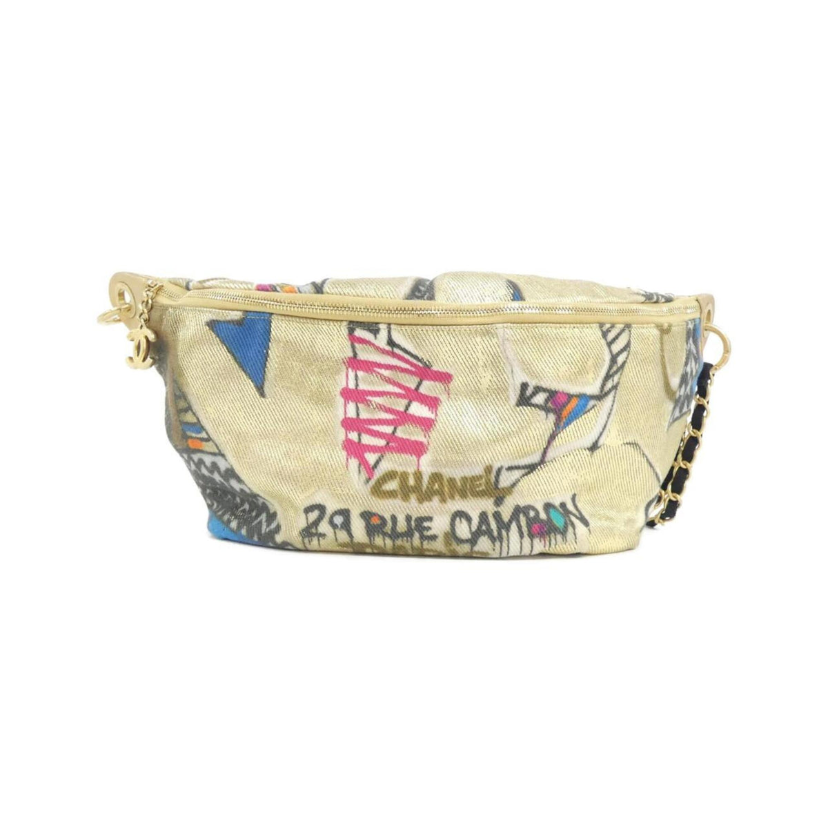 Chanel Gold Multi-Color Cotton Leather Fanny Pack (Pre-Owned)