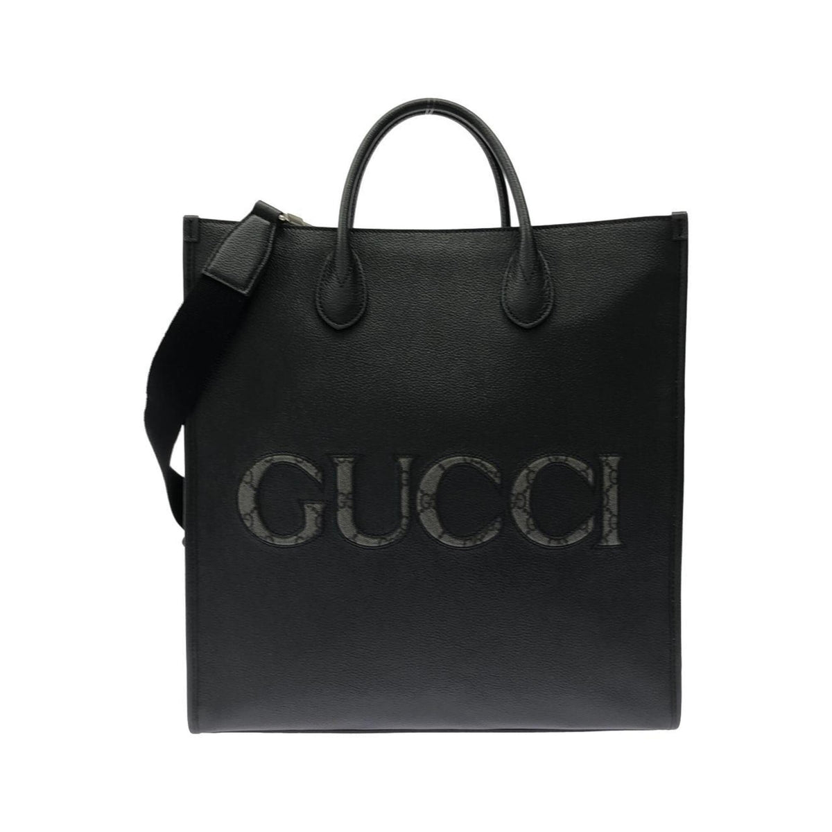 Gucci Black Leather Gg Supreme Handbag (Pre-Owned)