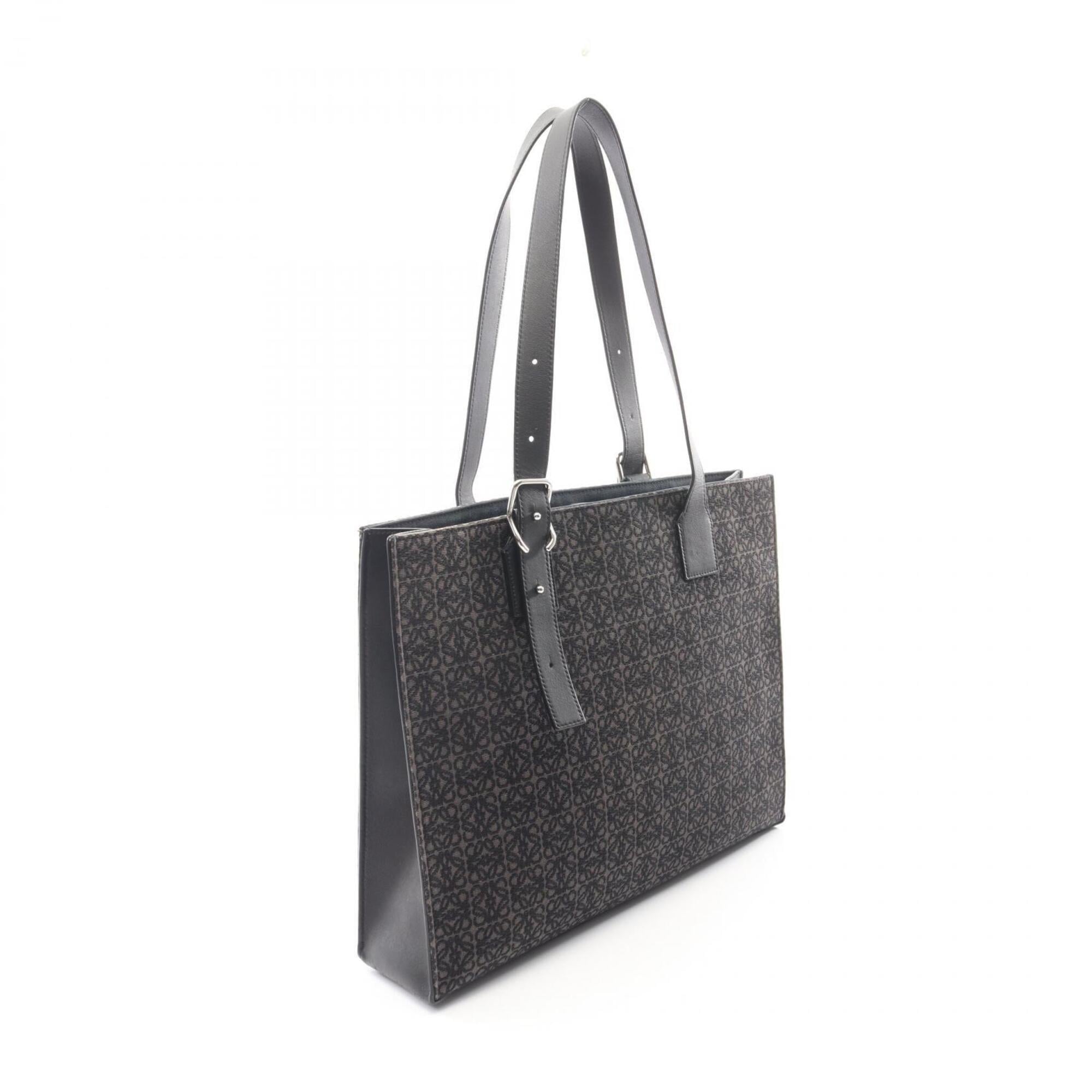 Loewe Black Canvas Leather Handbag Tote Bag (Pre-Owned)