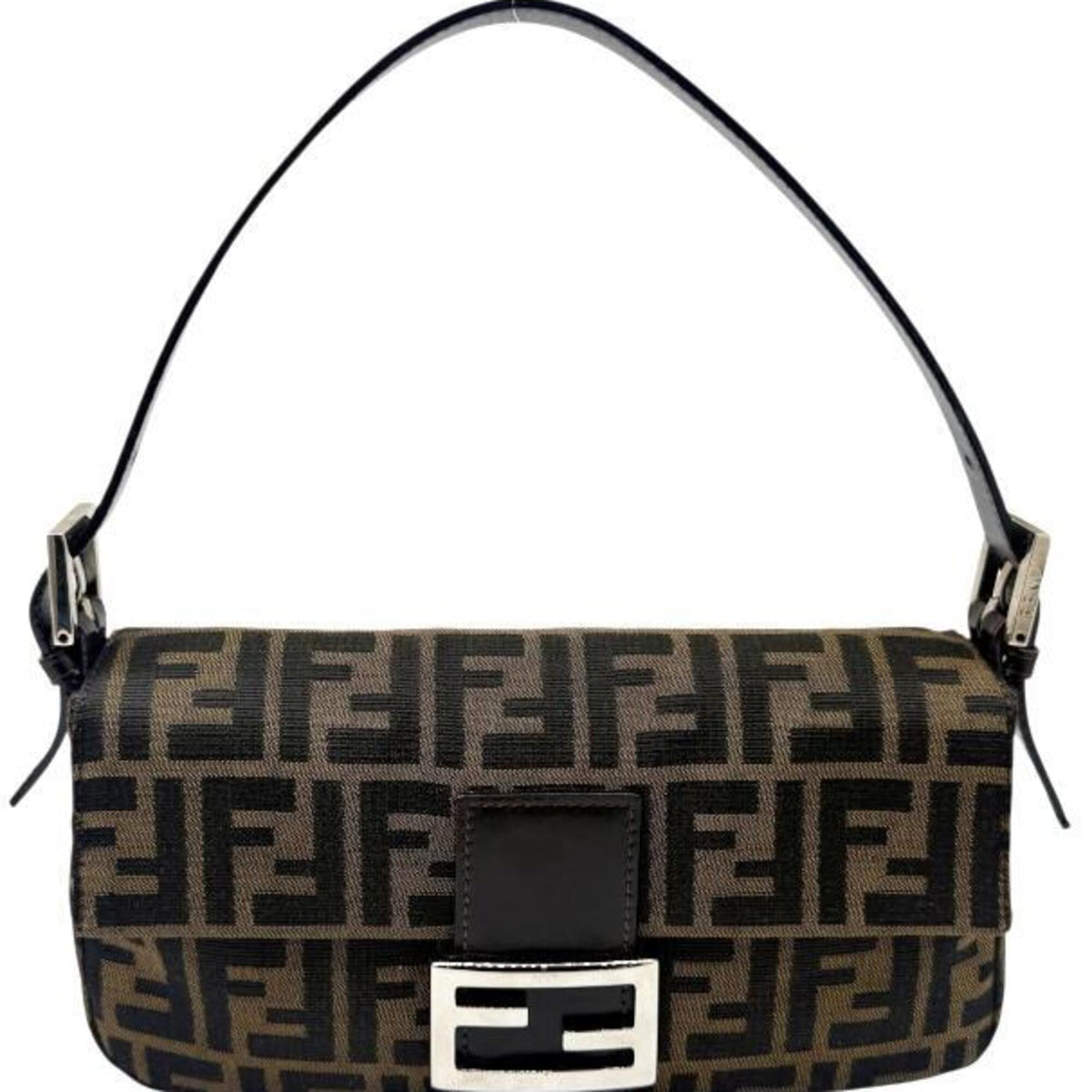 Fendi Brown Canvas Leather Handbag Pouch (Pre-Owned)