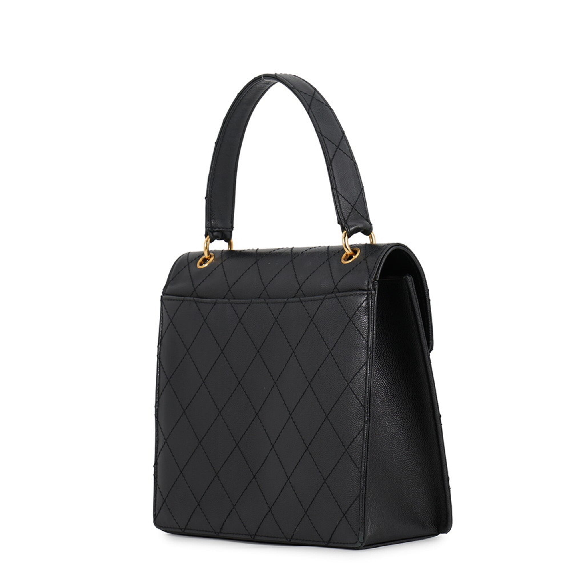 Chanel Black Grained Calfskin Handbag (Pre-Owned)