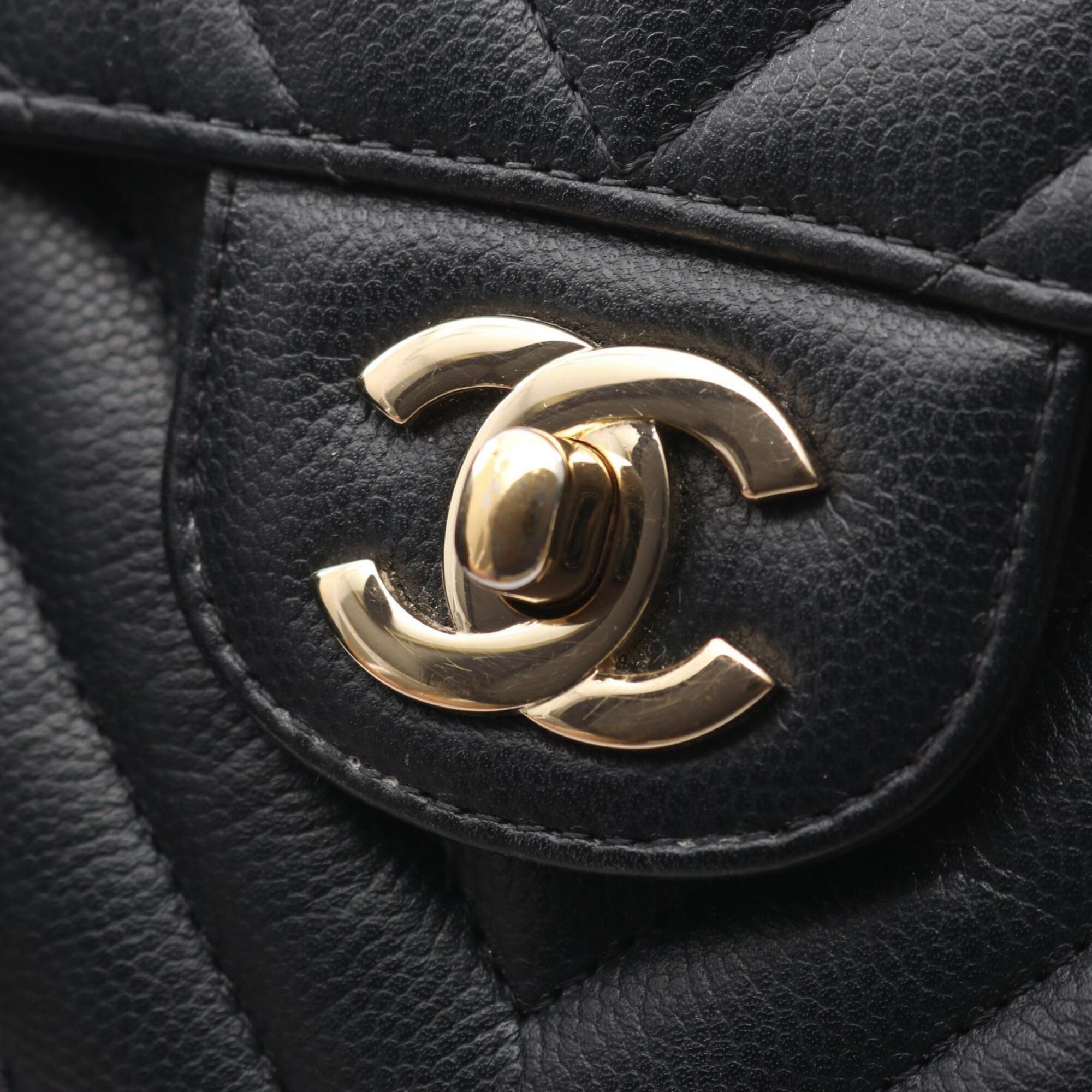Chanel Black Grained Calfskin Handbag Shoulder Bag (Pre-Owned)