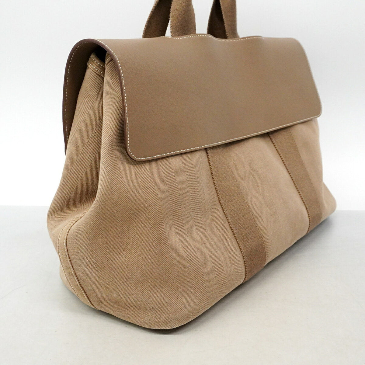 Hermes Etoupe Gray Toile Chevron Tote Bag (Pre-Owned)