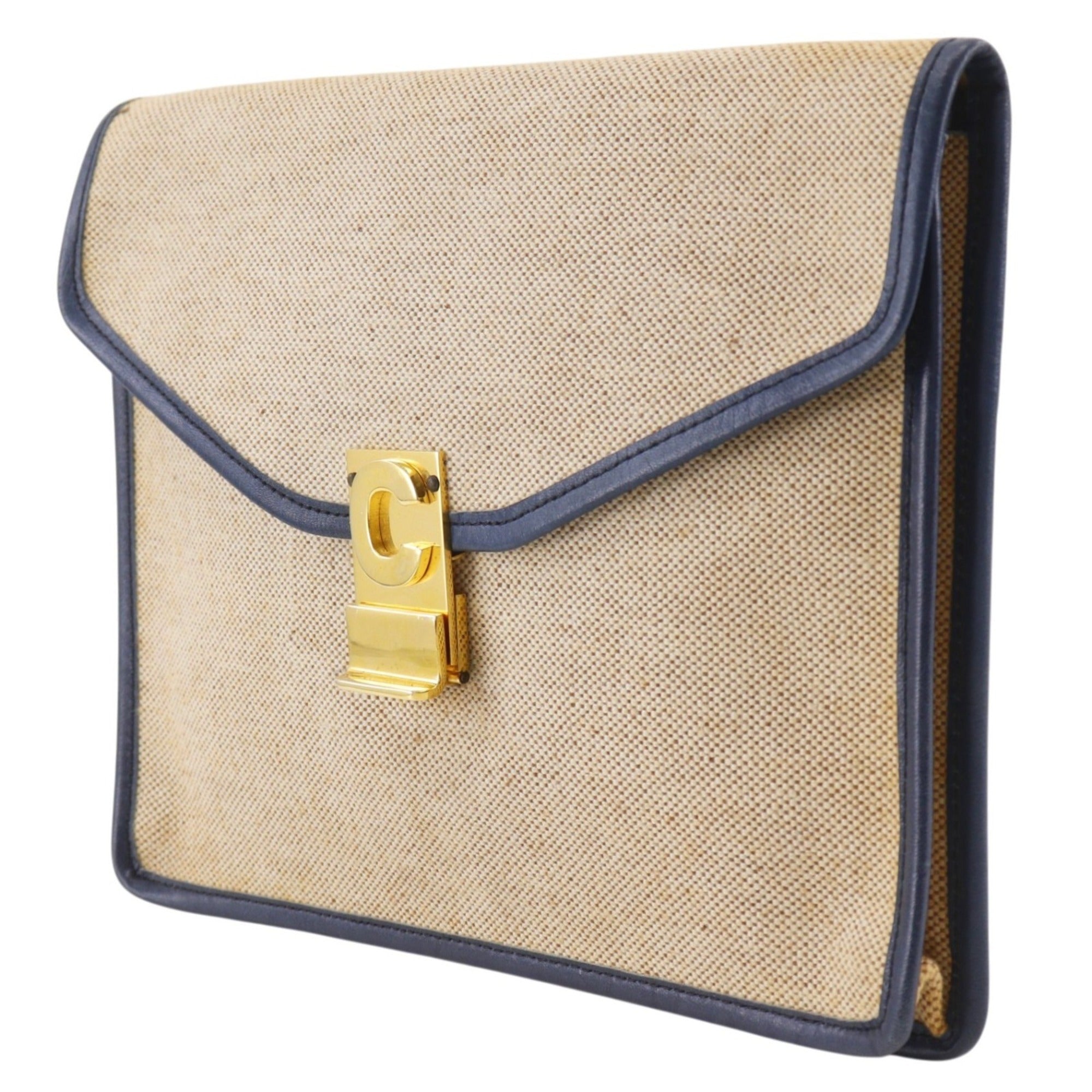Celine Beige Canvas Clutch Bag (Pre-Owned)