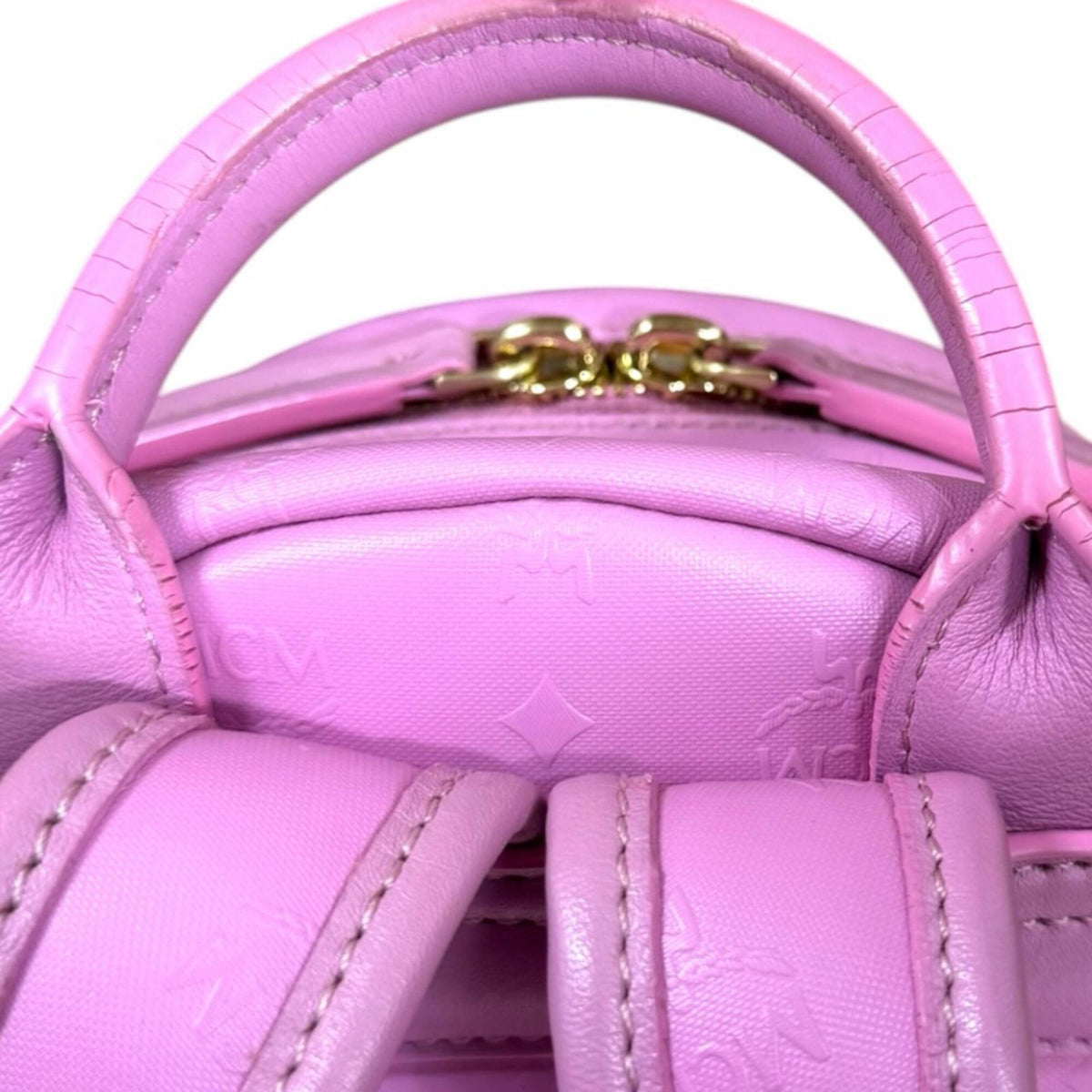 Mcm Visetos Brown Pink Coated Canvas Pvc Backpack Pouch (Pre-Owned)