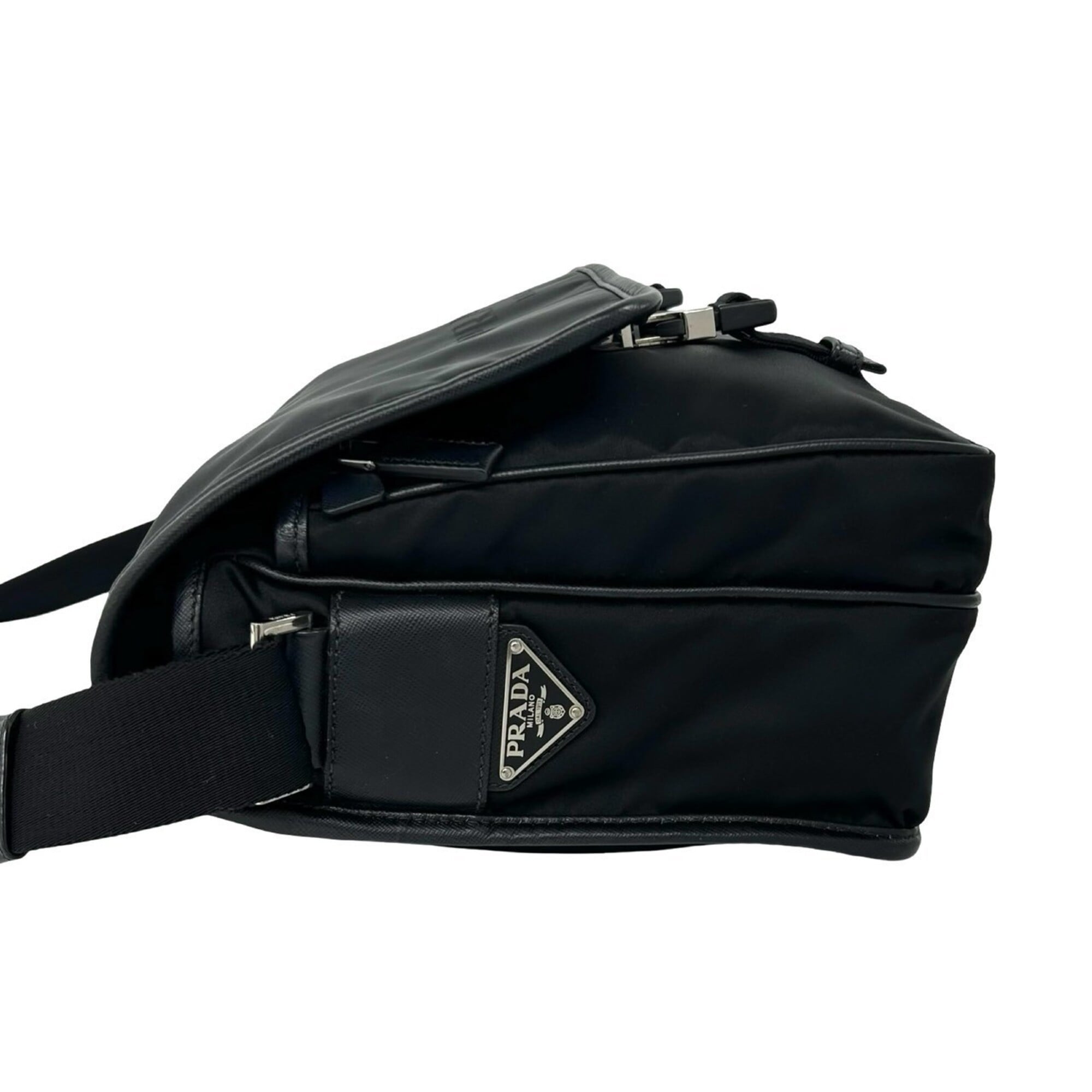 Prada Black Nylon Leather Shoulder Bag (Pre-Owned)